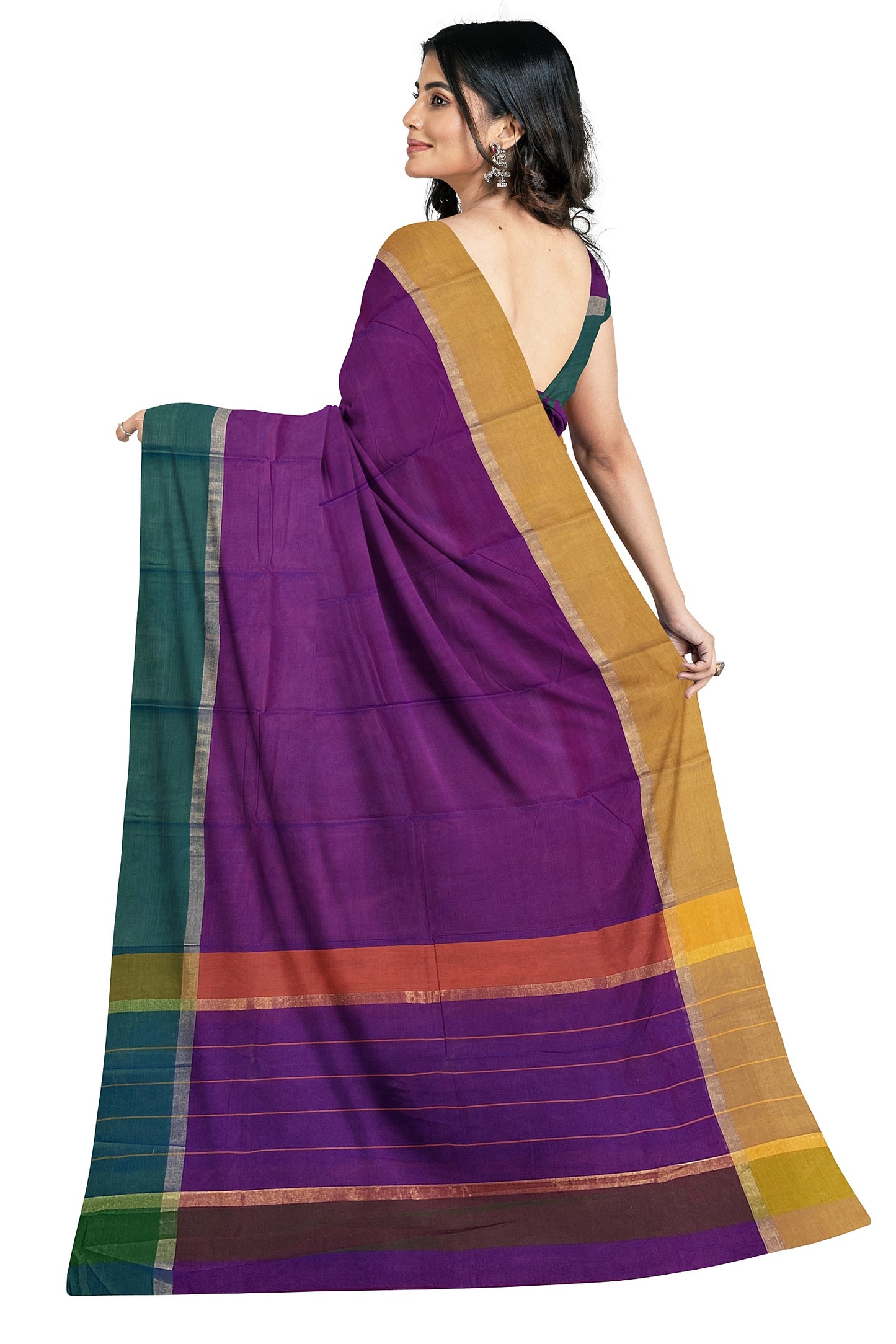 SENSAN Women’s Handloom Kanchi Cotton Saree with Blouse Piece [SKU:430]