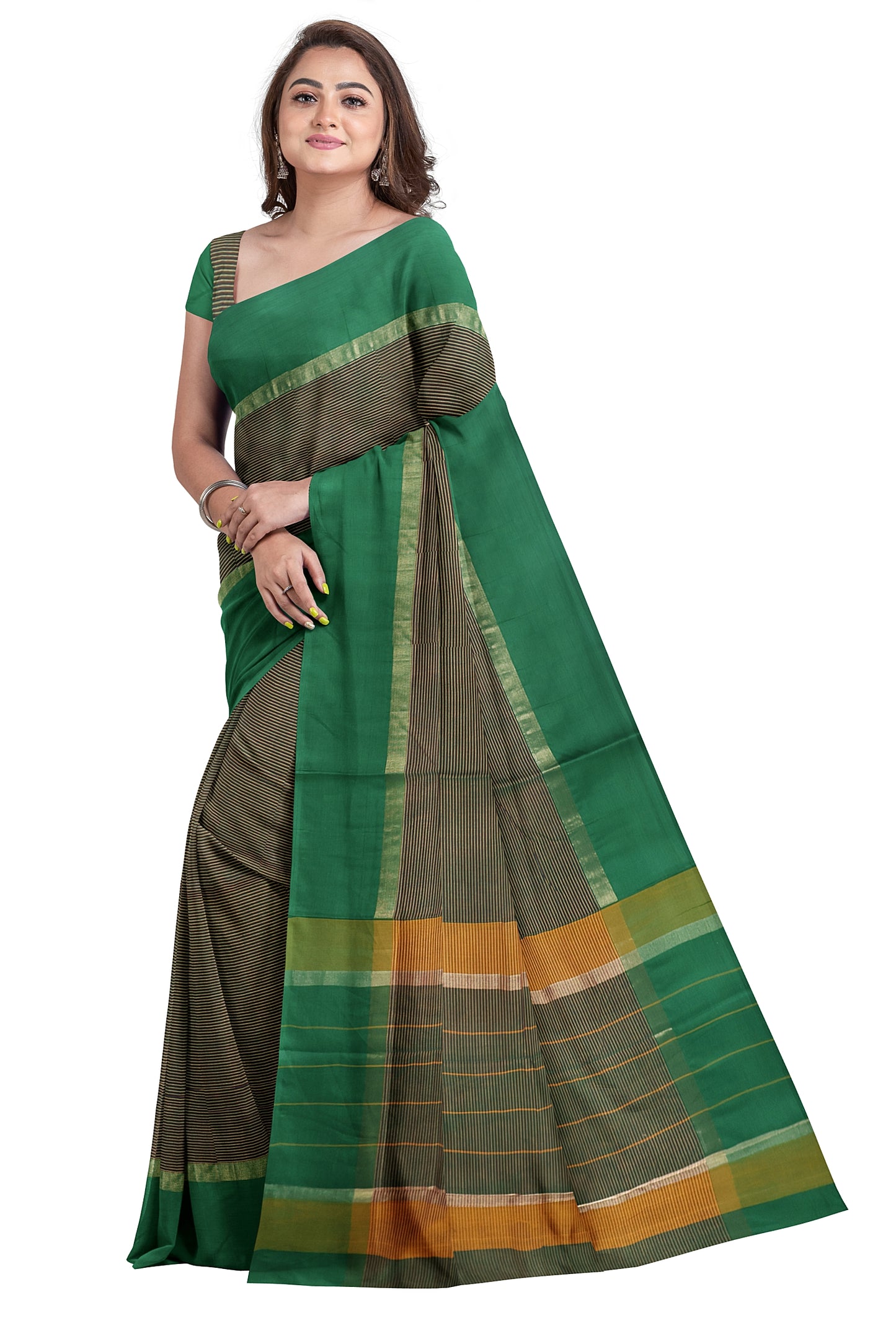 SENSAN Women’s  Kanchi Cotton Saree with Blouse Piece [SKU:440]