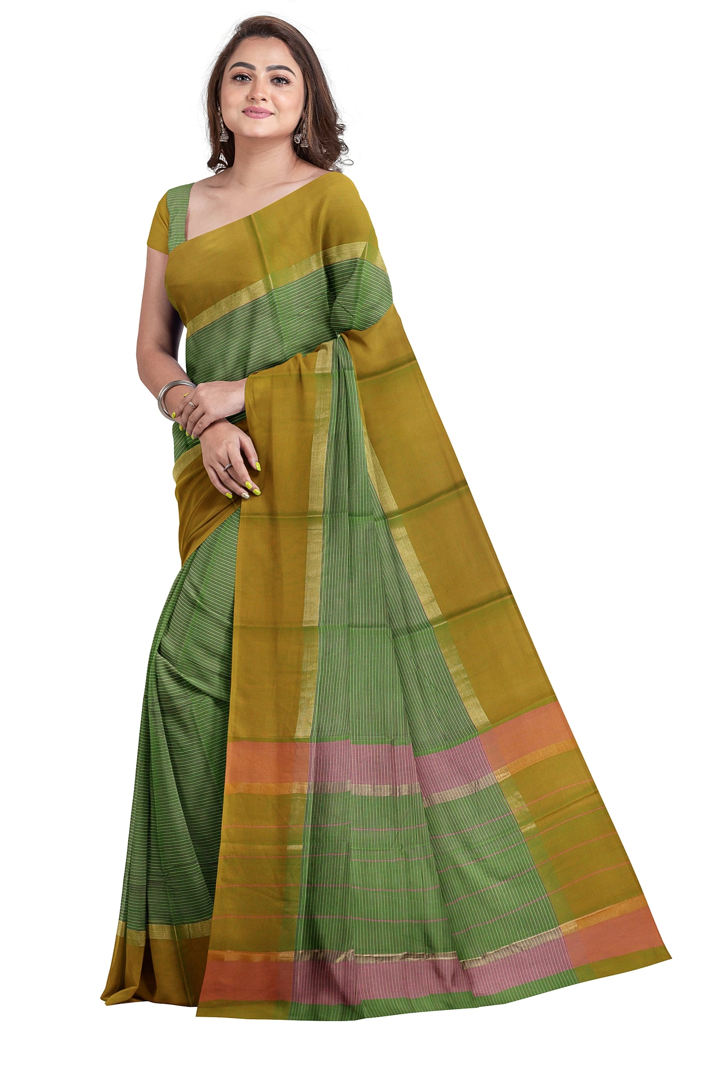 SENSAN Women’s  Kanchi Cotton Saree with Blouse Piece [SKU:440]