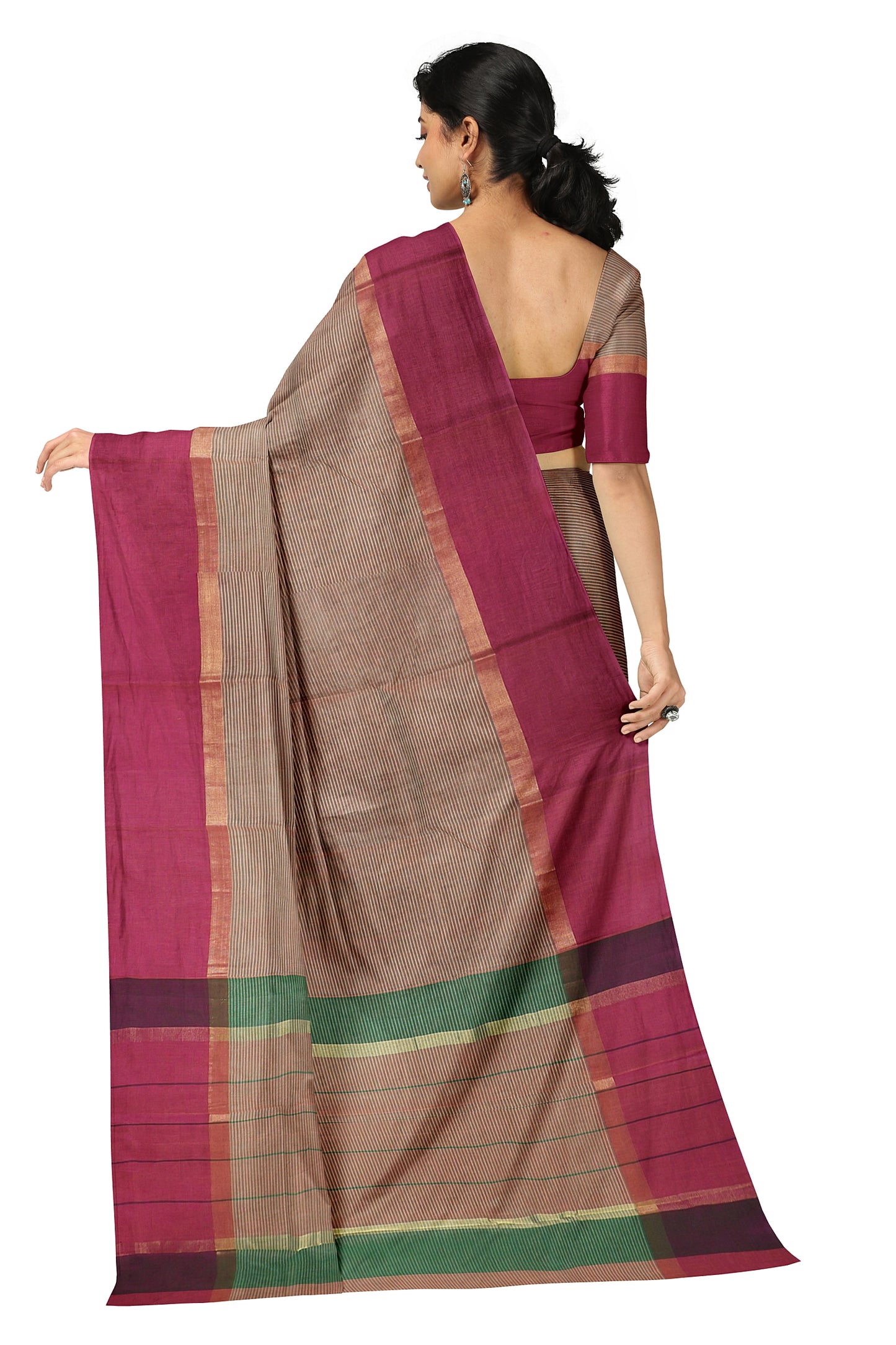SENSAN Women’s  Kanchi Cotton Saree with Blouse Piece [SKU:440]