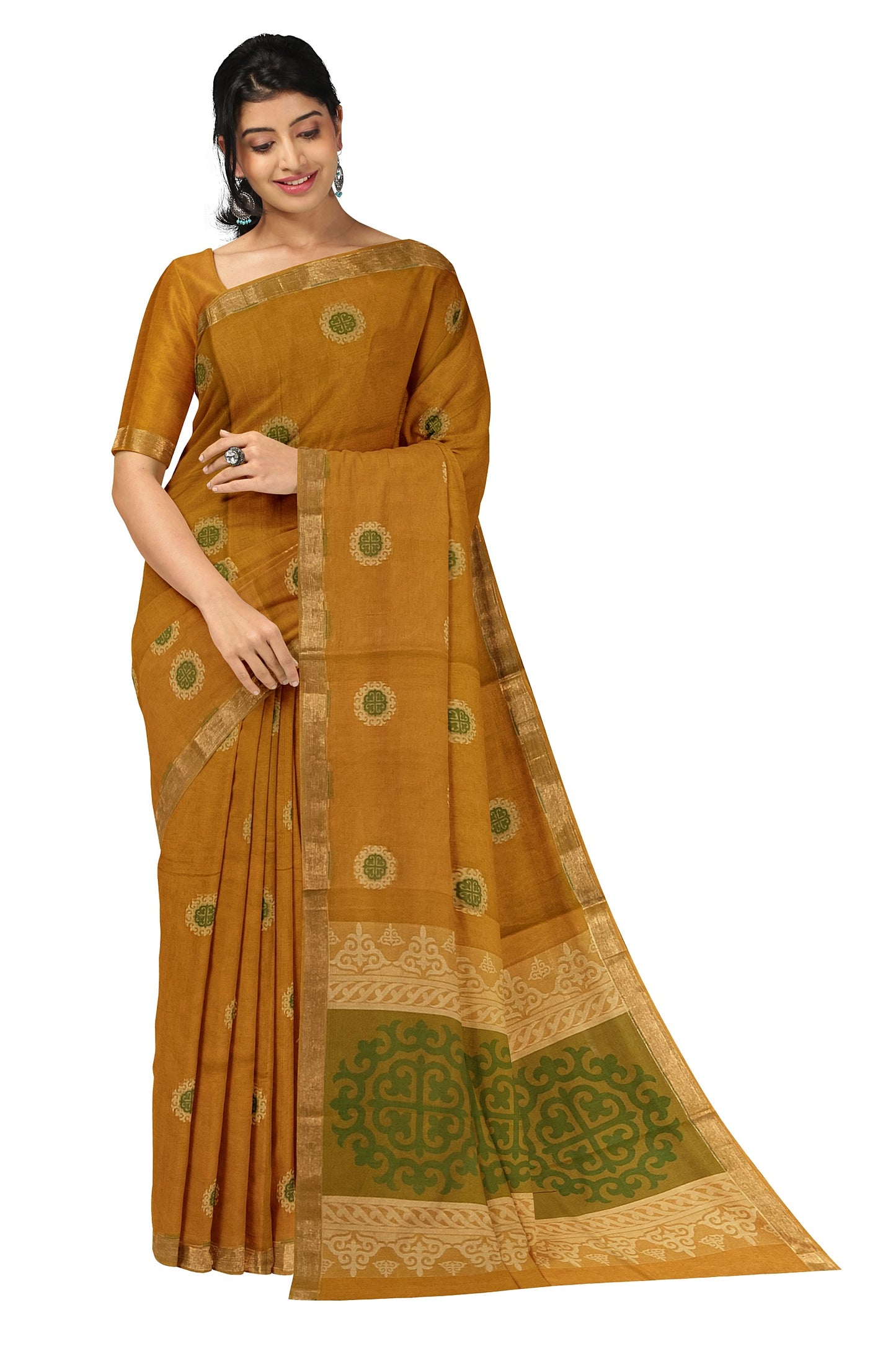 SENSAN Women’s Fancy Coimbatore Cotton Saree with Blouse Piece [SKU:5001]