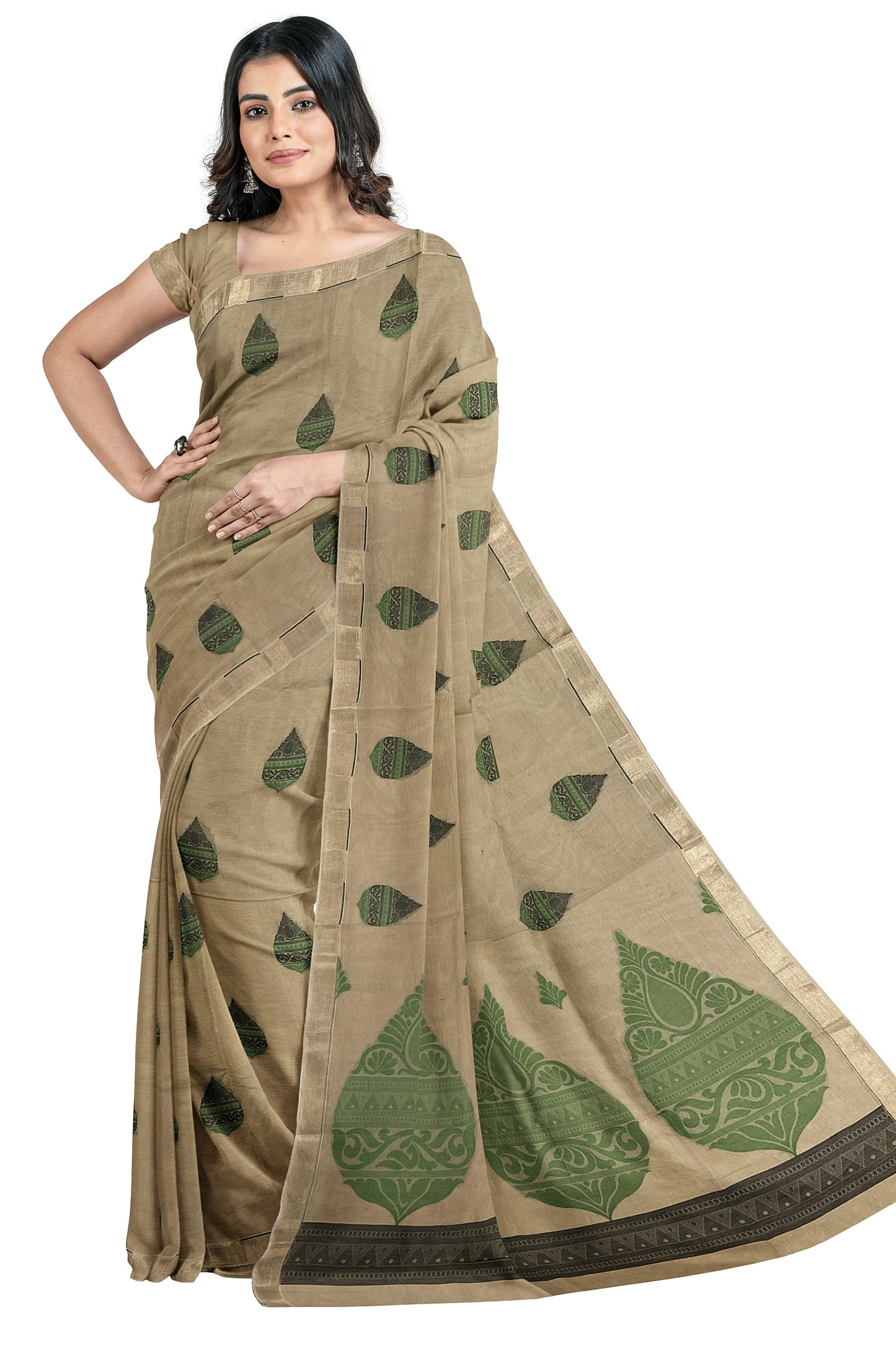 SENSAN Women’s Fancy Coimbatore Cotton Saree with Blouse Piece [SKU:5003]
