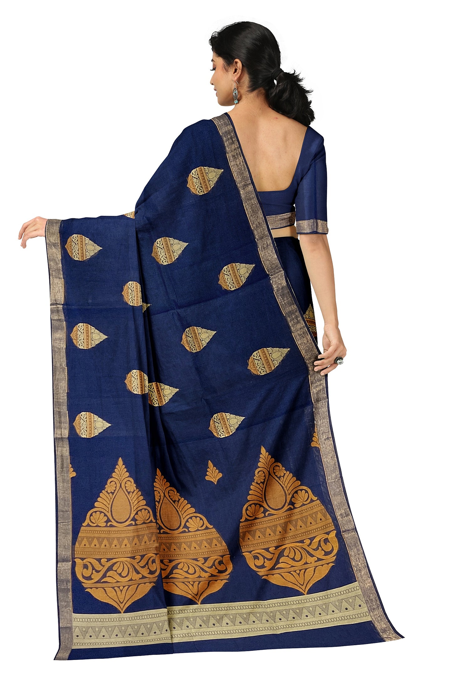 SENSAN Women’s Fancy Coimbatore Cotton Saree with Blouse Piece [SKU:5003]