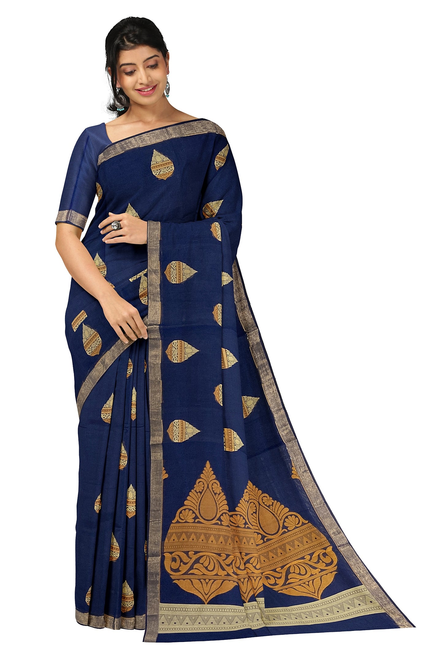 SENSAN Women’s Fancy Coimbatore Cotton Saree with Blouse Piece [SKU:5003]