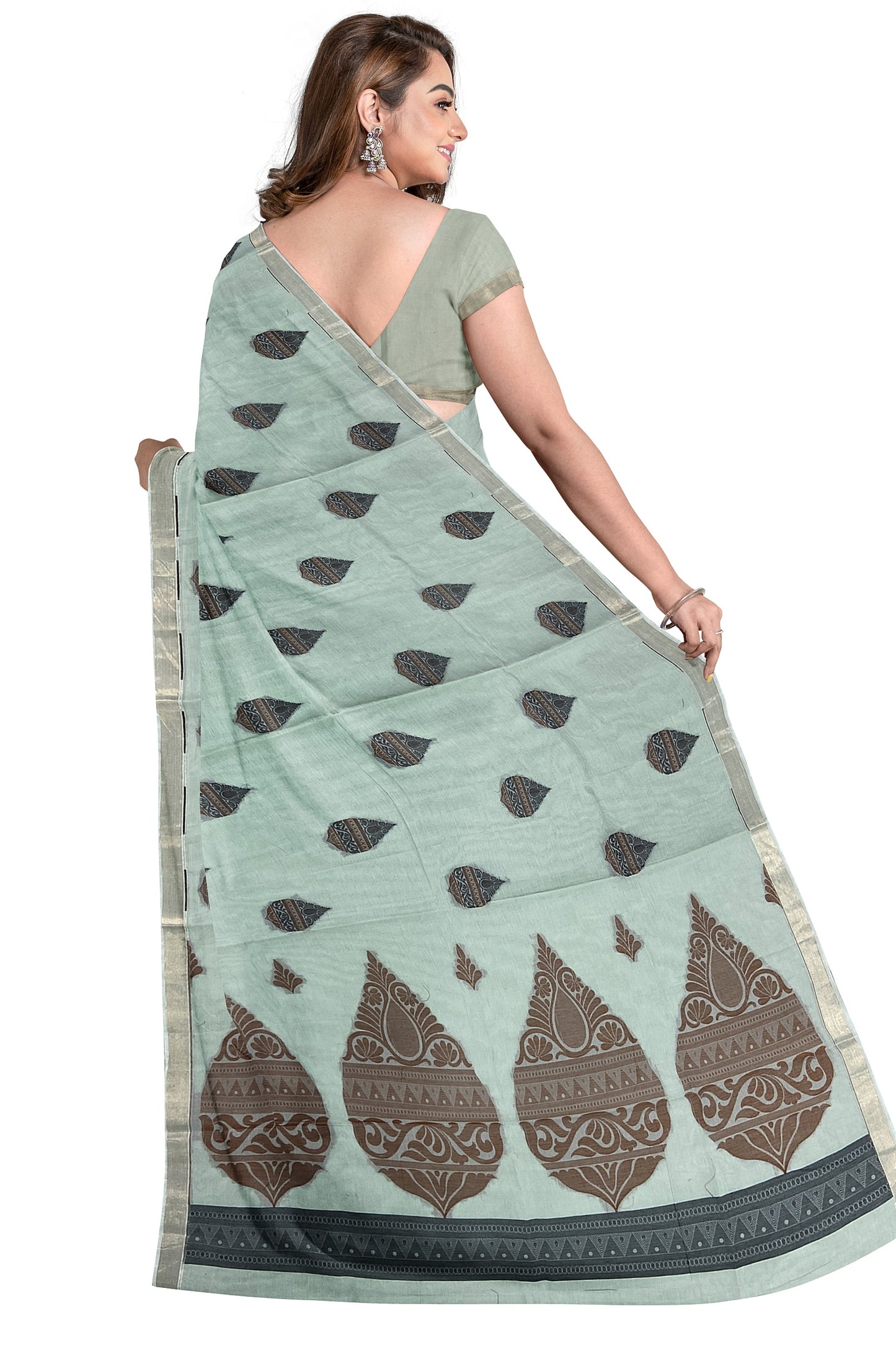SENSAN Women’s Fancy Coimbatore Cotton Saree with Blouse Piece [SKU:5003]
