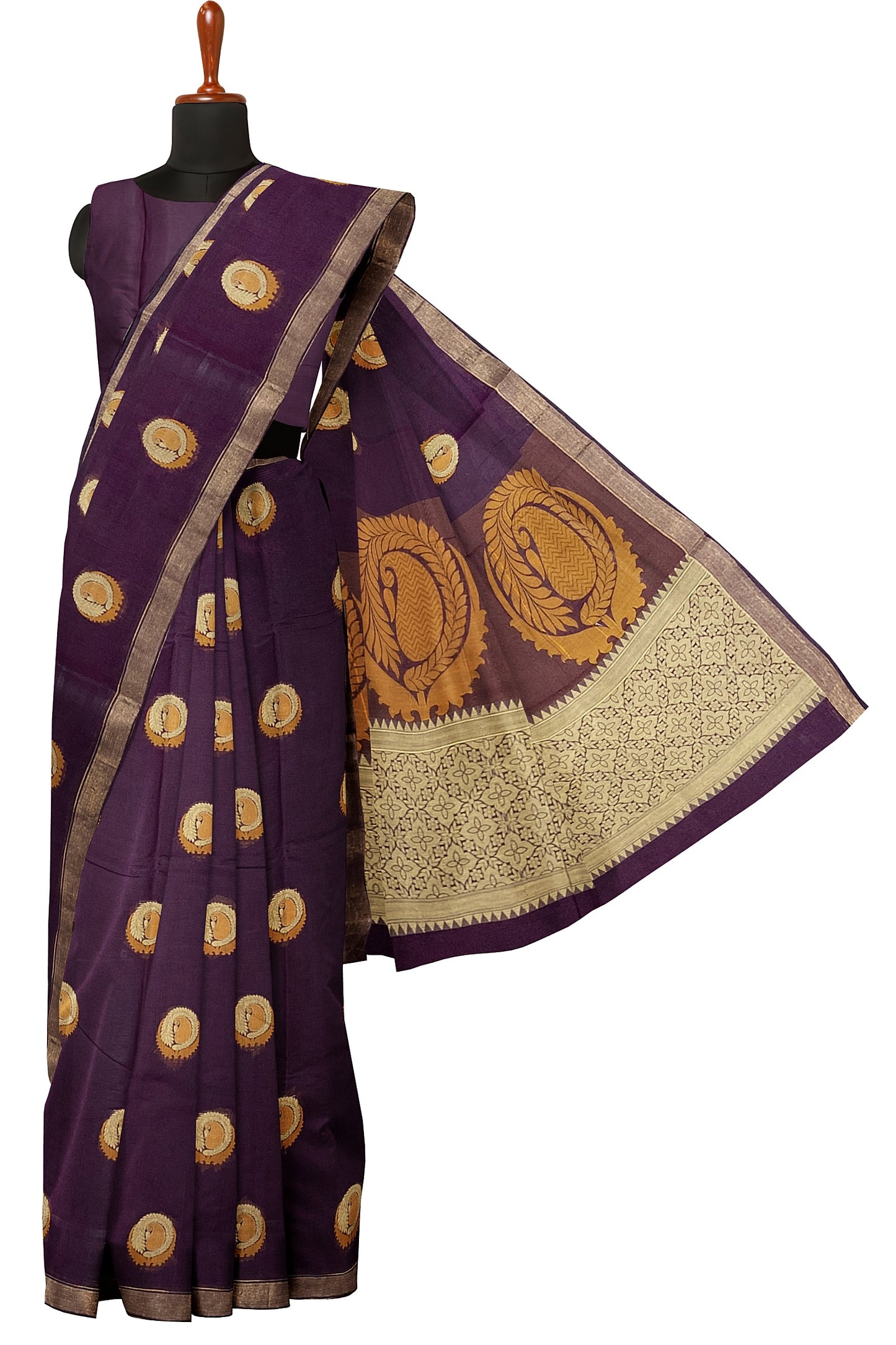 SENSAN Women’s Fancy Coimbatore Cotton Saree with Blouse Piece [SKU:5004]