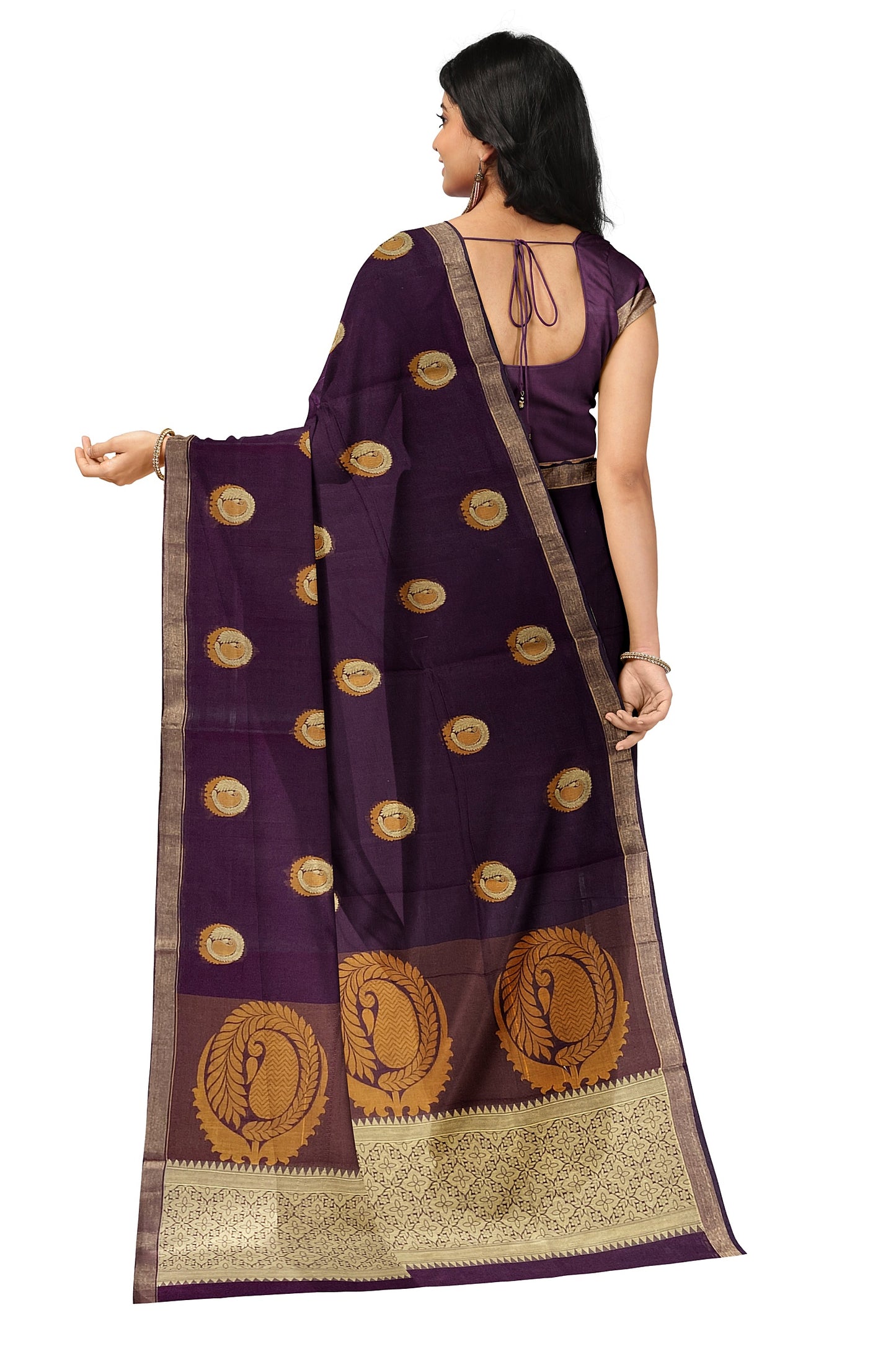 SENSAN Women’s Fancy Coimbatore Cotton Saree with Blouse Piece [SKU:5004]