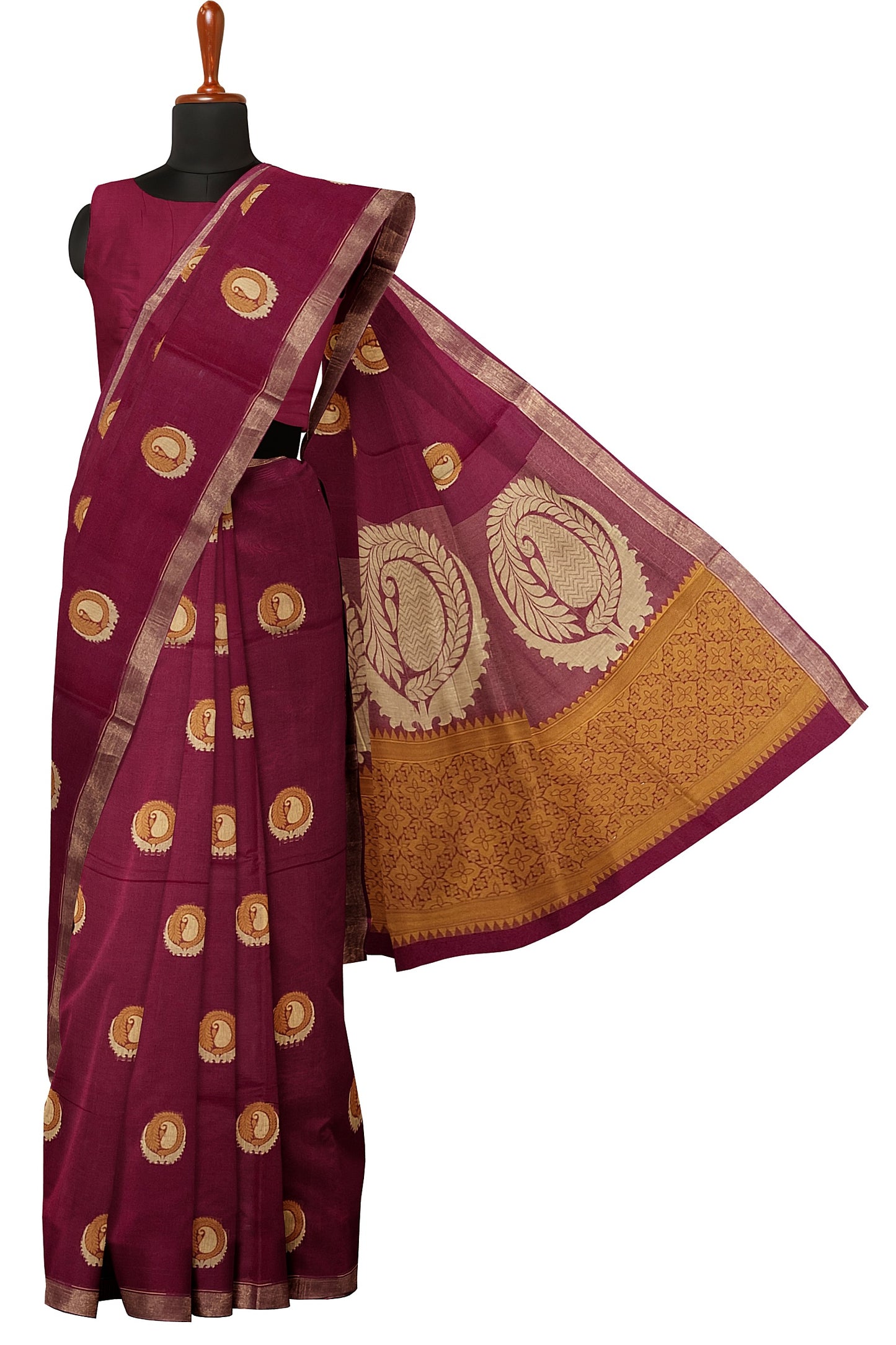 SENSAN Women’s Fancy Coimbatore Cotton Saree with Blouse Piece [SKU:5004]