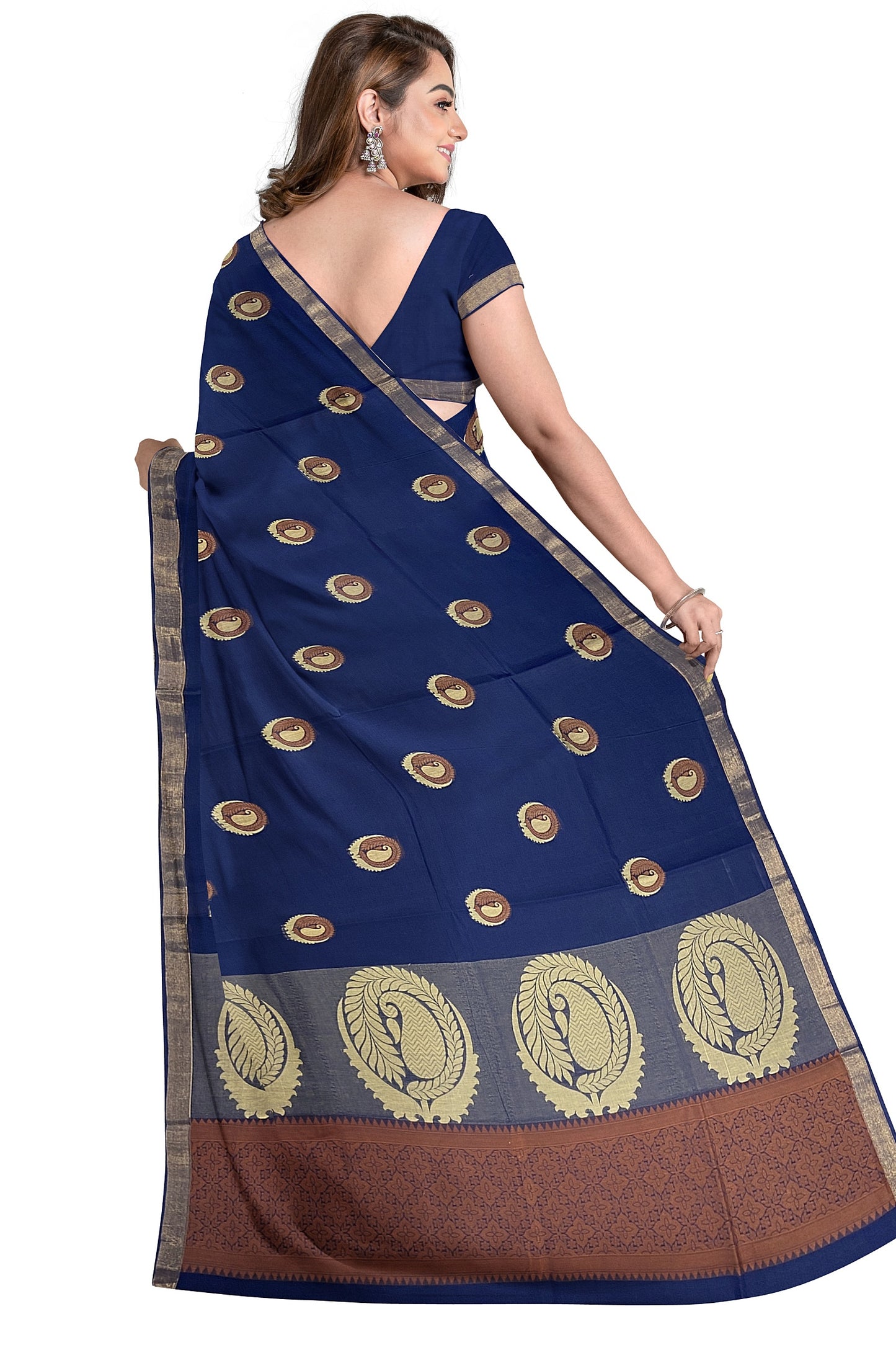 SENSAN Women’s Fancy Coimbatore Cotton Saree with Blouse Piece [SKU:5004]