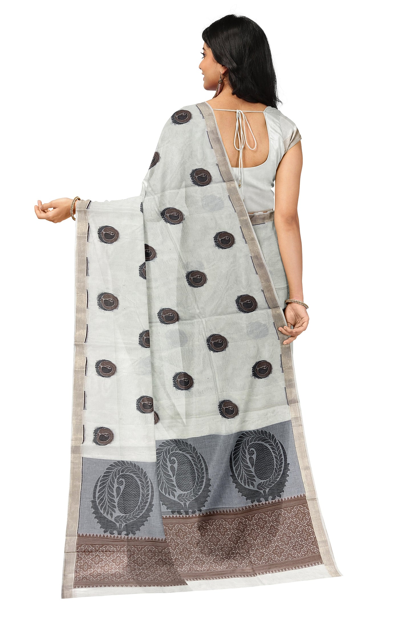 SENSAN Women’s Fancy Coimbatore Cotton Saree with Blouse Piece [SKU:5004]