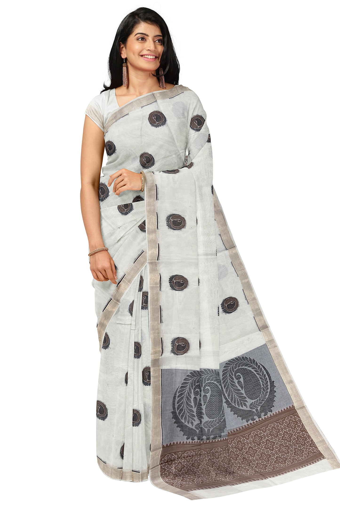 SENSAN Women’s Fancy Coimbatore Cotton Saree with Blouse Piece [SKU:5004]