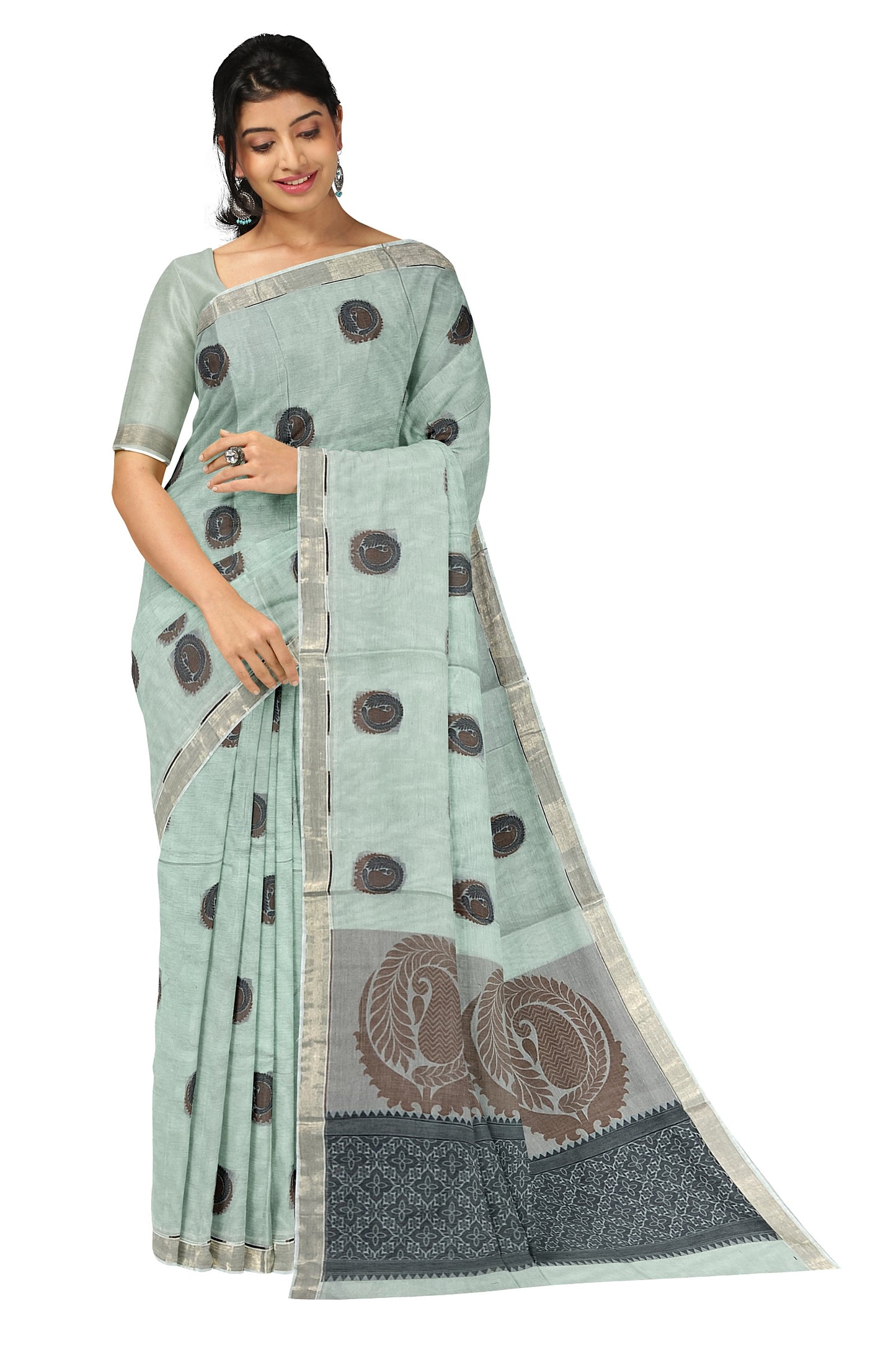 SENSAN Women’s Fancy Coimbatore Cotton Saree with Blouse Piece [SKU:5004]