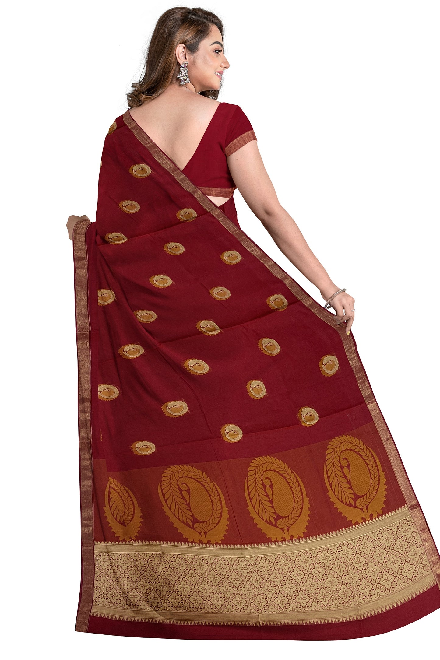 SENSAN Women’s Fancy Coimbatore Cotton Saree with Blouse Piece [SKU:5004]