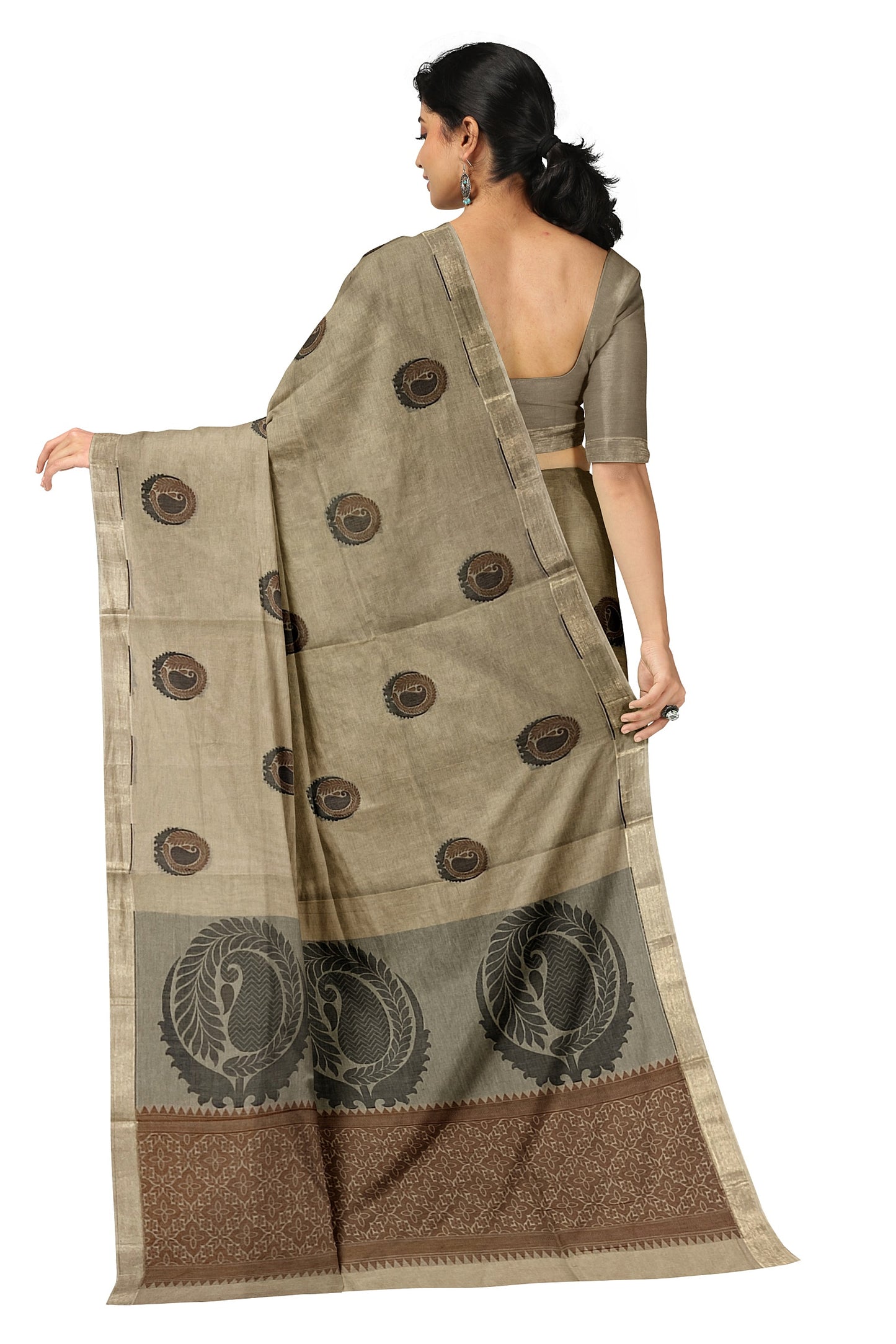 SENSAN Women’s Fancy Coimbatore Cotton Saree with Blouse Piece [SKU:5004]