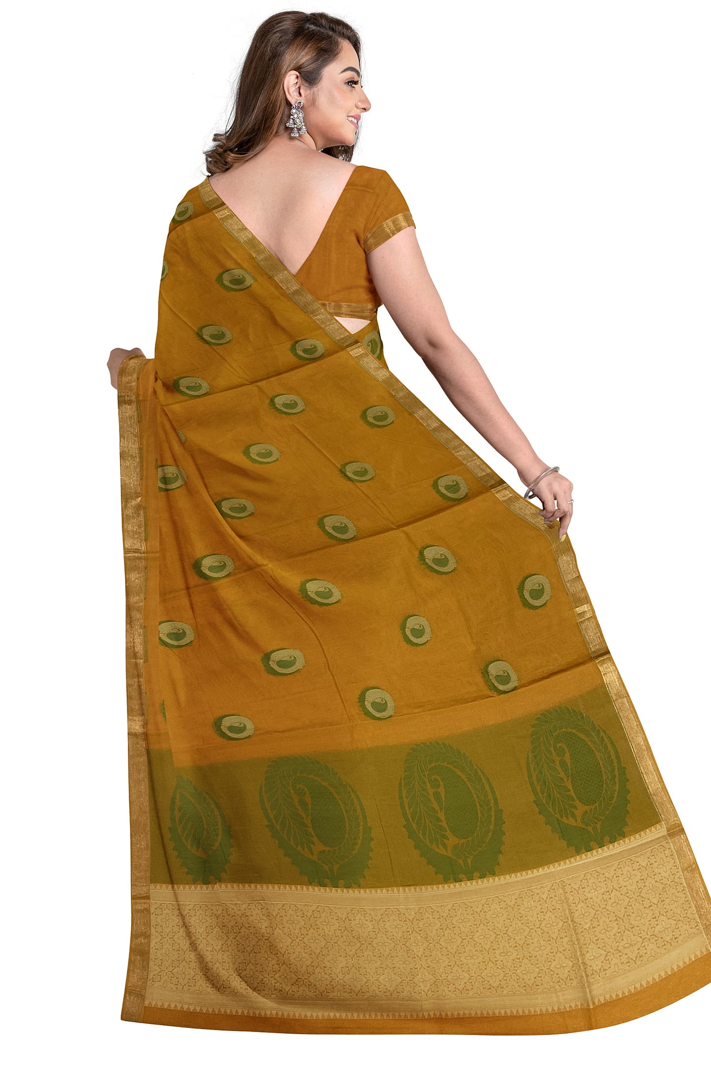 SENSAN Women’s Fancy Coimbatore Cotton Saree with Blouse Piece [SKU:5004]