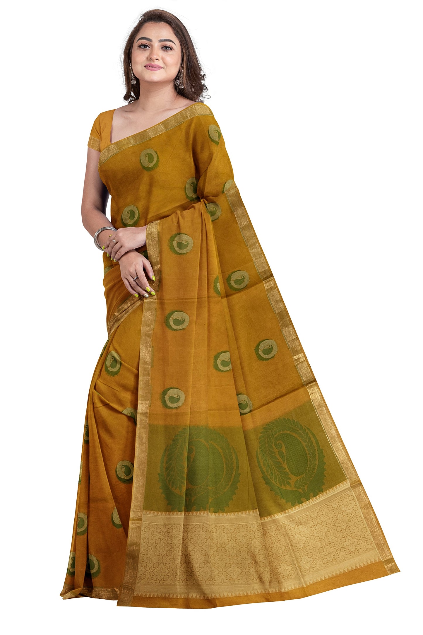 SENSAN Women’s Fancy Coimbatore Cotton Saree with Blouse Piece [SKU:5004]