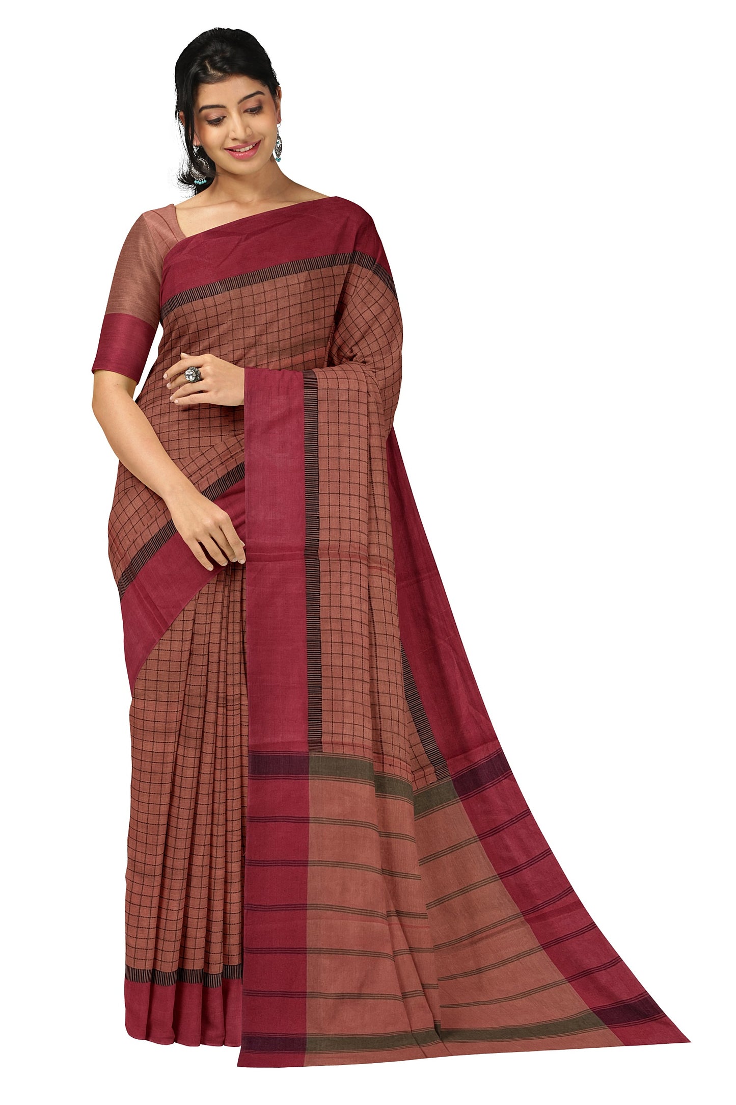 SENSAN Women’s Fancy Coimbatore Cotton Saree with Blouse Piece [SKU:5016]