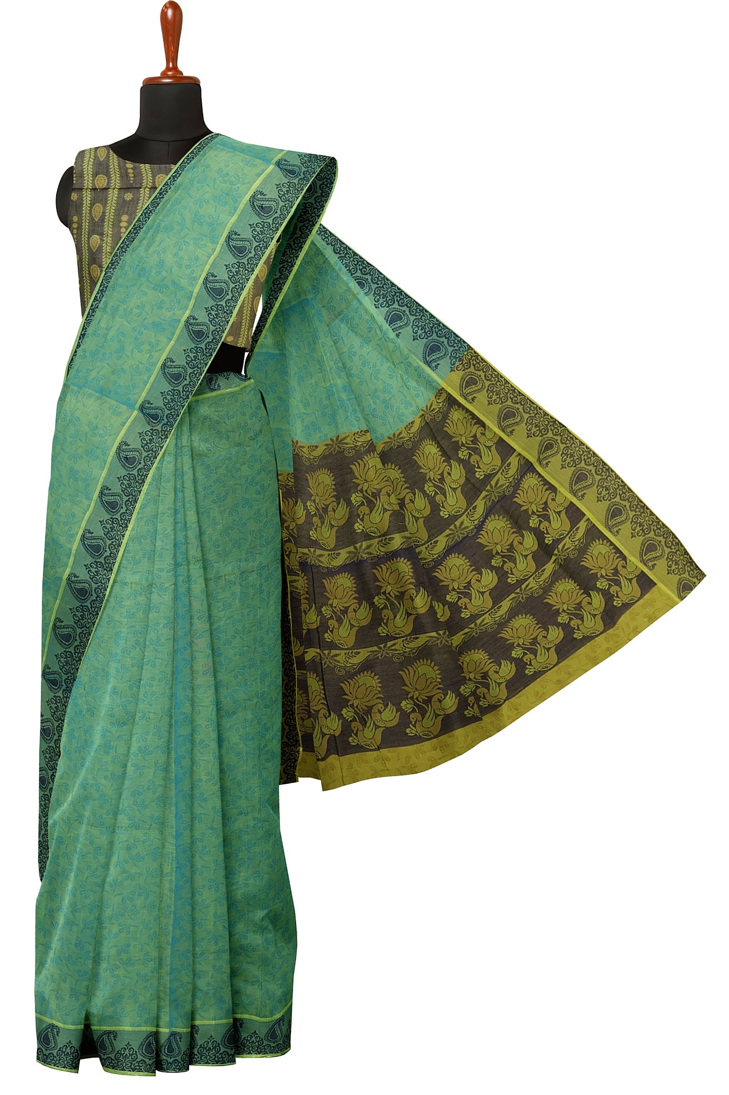 SENSAN Women’s Fancy Coimbatore Cotton Saree with Blouse Piece [SKU:5018]