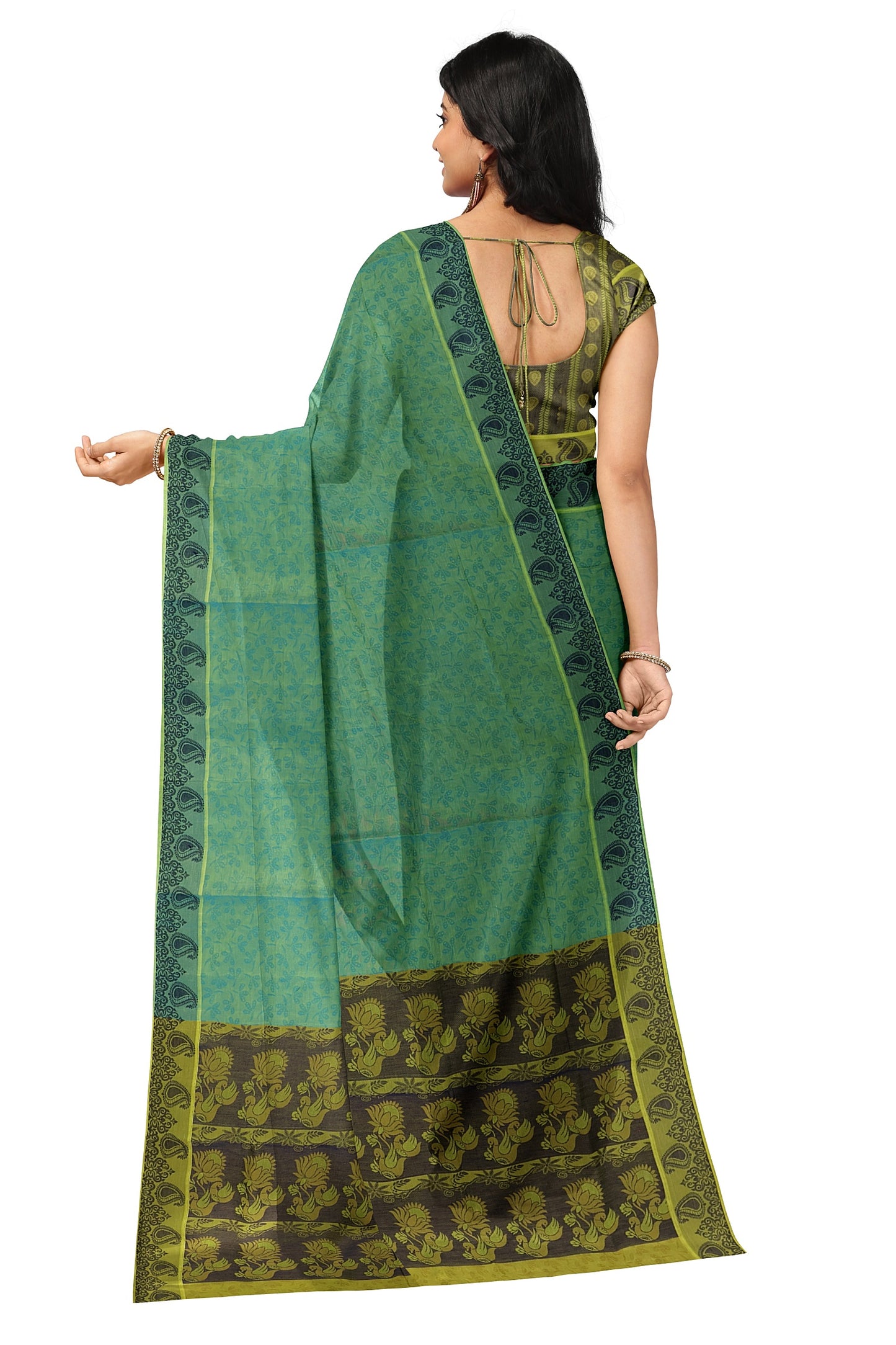 SENSAN Women’s Fancy Coimbatore Cotton Saree with Blouse Piece [SKU:5018]