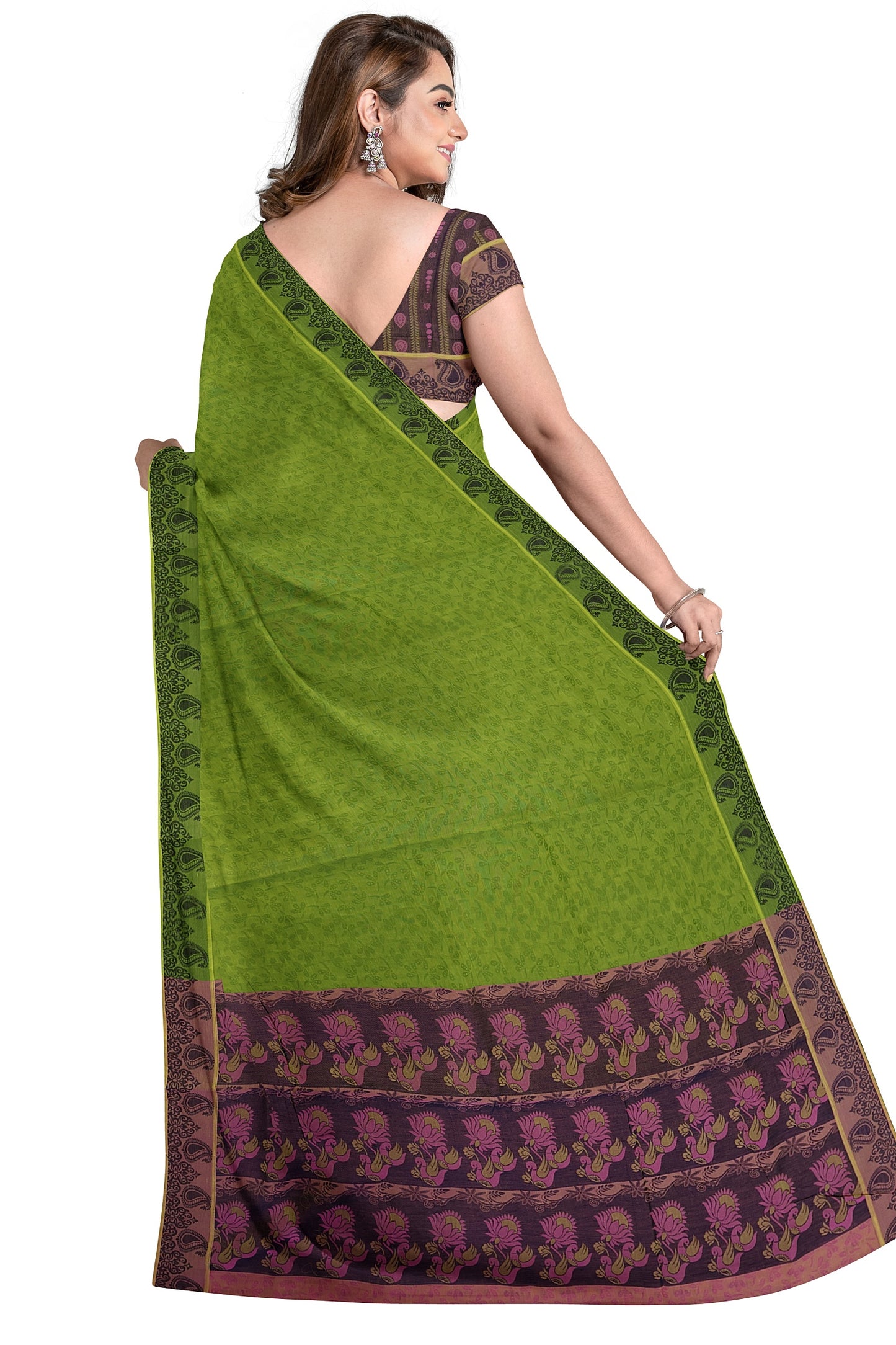 SENSAN Women’s Fancy Coimbatore Cotton Saree with Blouse Piece [SKU:5018]