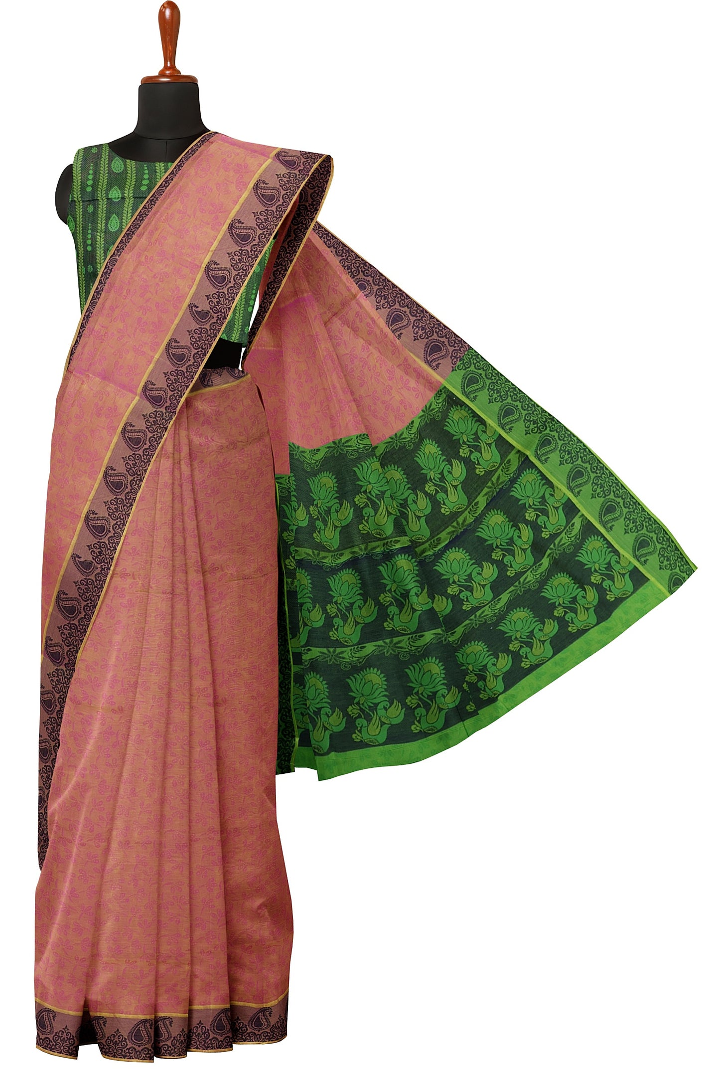SENSAN Women’s Fancy Coimbatore Cotton Saree with Blouse Piece [SKU:5018]