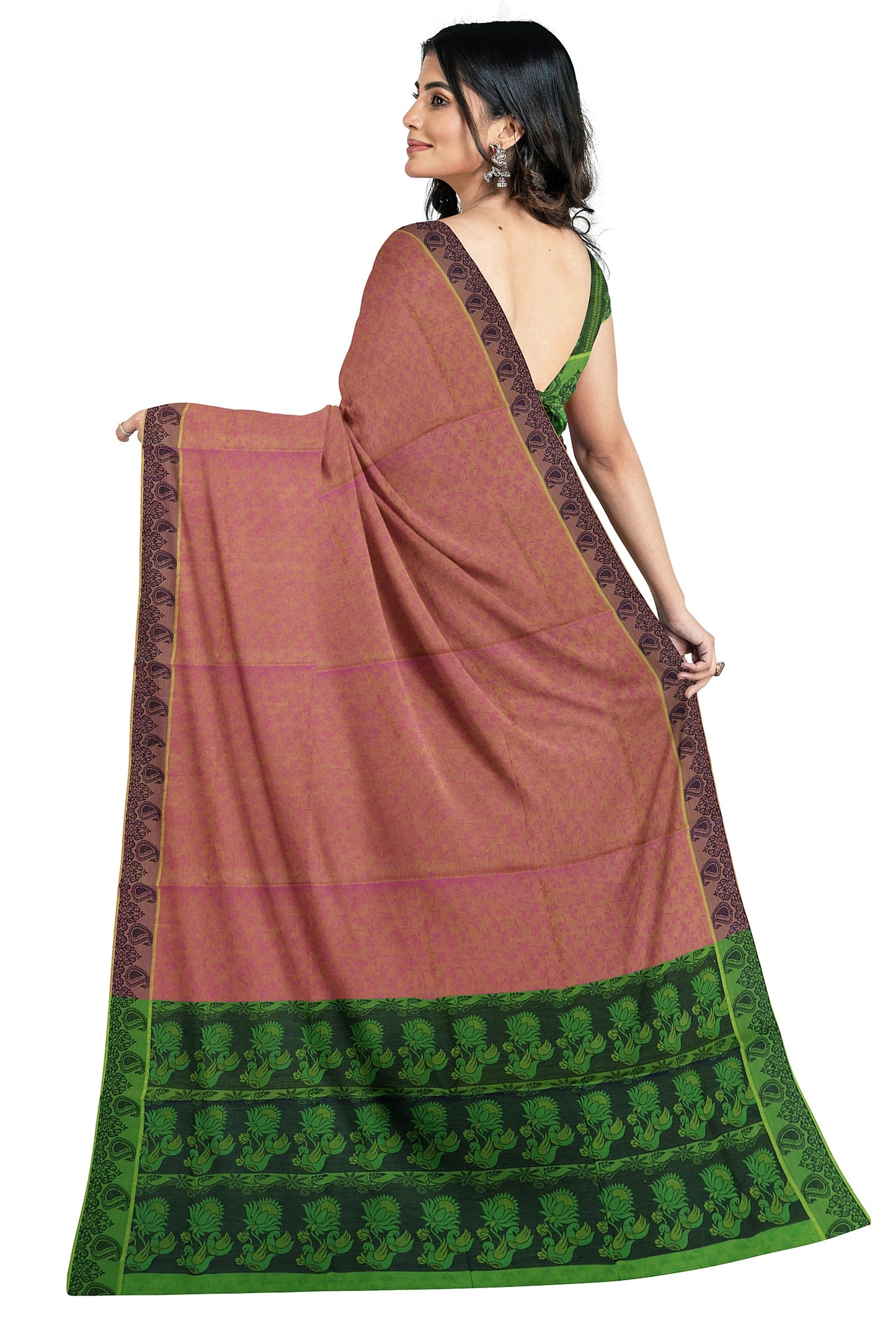 SENSAN Women’s Fancy Coimbatore Cotton Saree with Blouse Piece [SKU:5018]