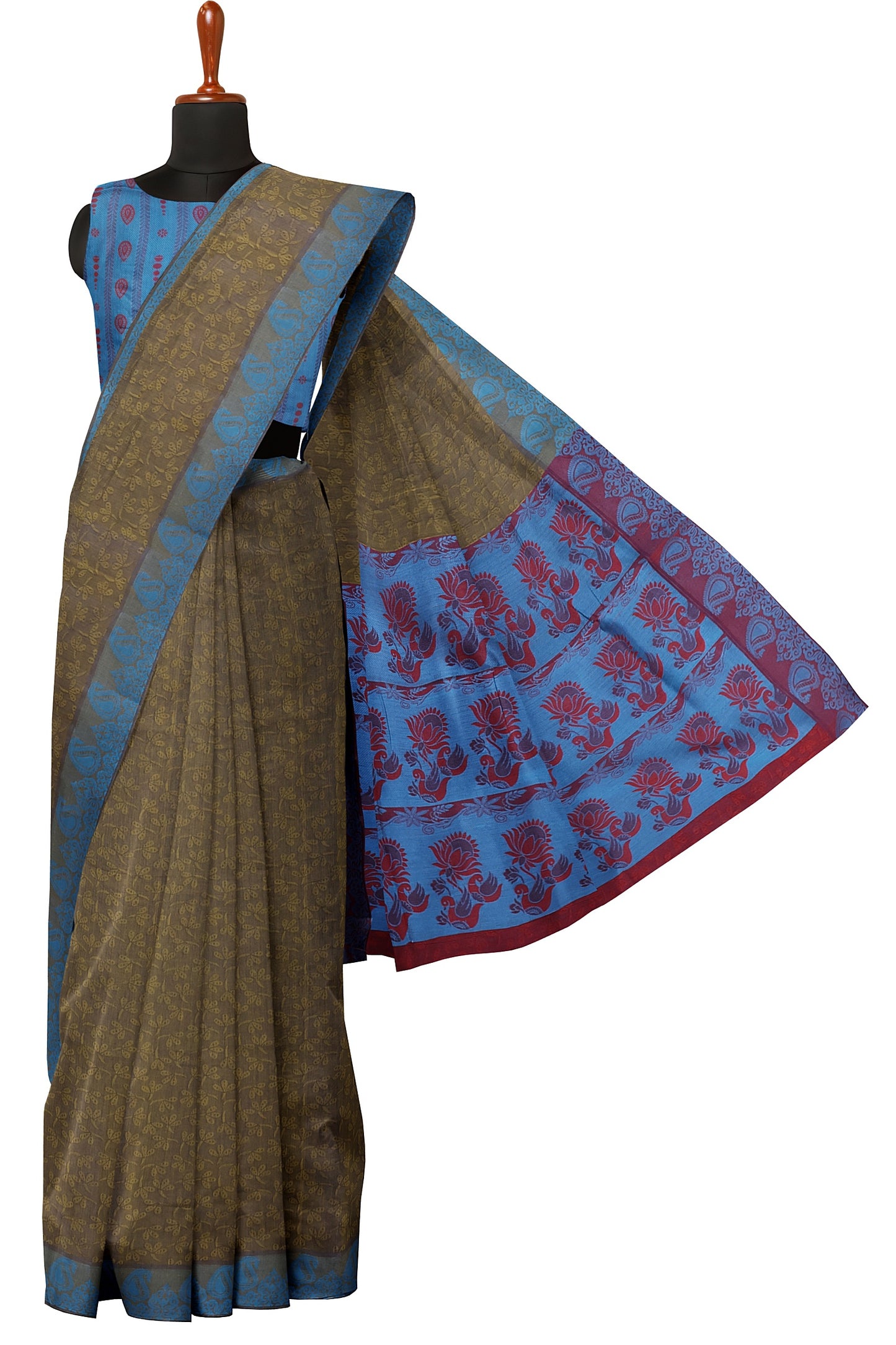 SENSAN Women’s Fancy Coimbatore Cotton Saree with Blouse Piece [SKU:5018]