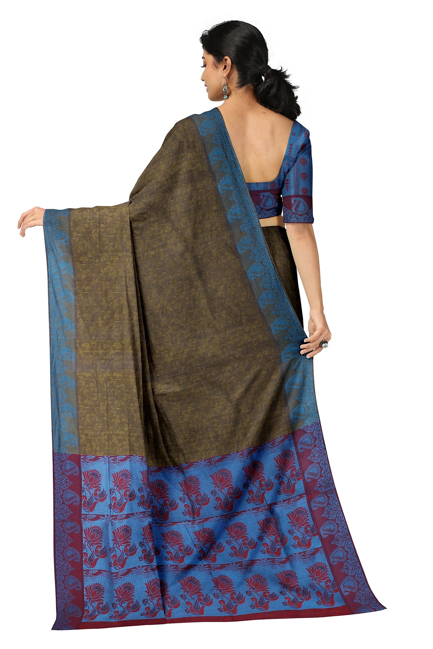 SENSAN Women’s Fancy Coimbatore Cotton Saree with Blouse Piece [SKU:5018]