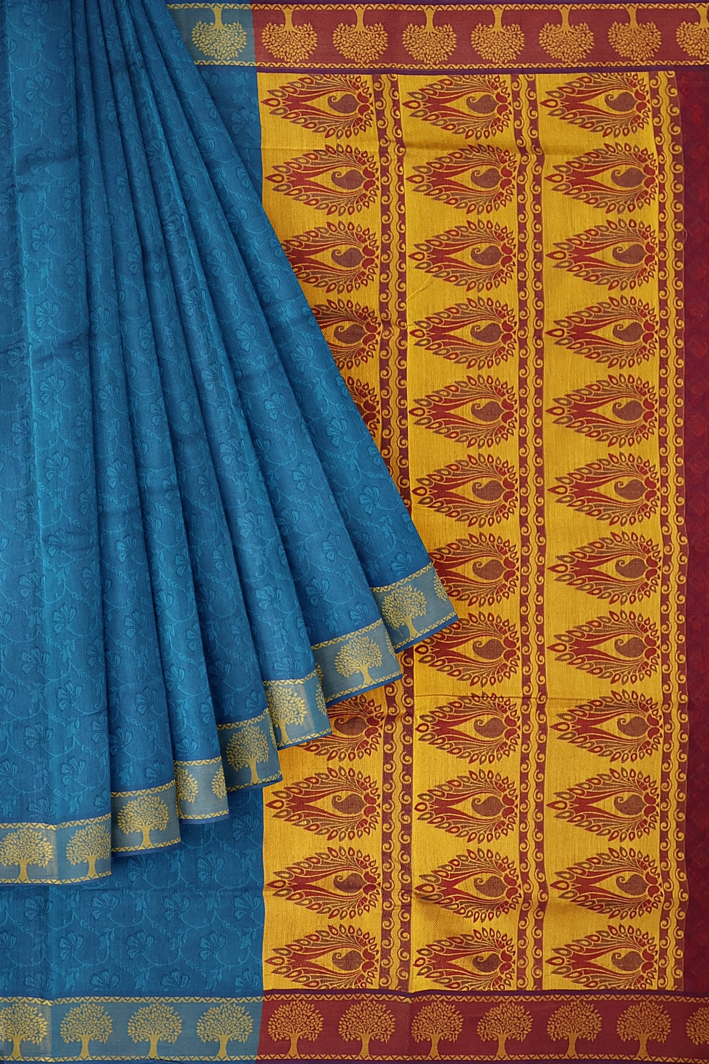 SENSAN Women’s Fancy Coimbatore Cotton Saree with Blouse Piece [SKU:5019]