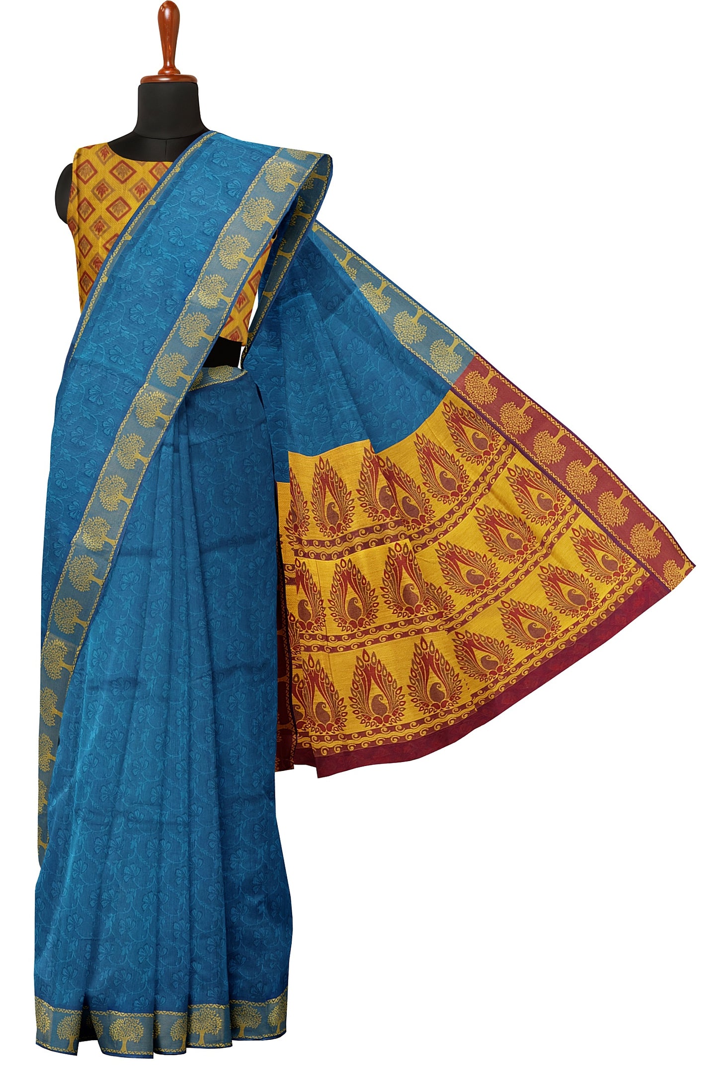 SENSAN Women’s Fancy Coimbatore Cotton Saree with Blouse Piece [SKU:5019]