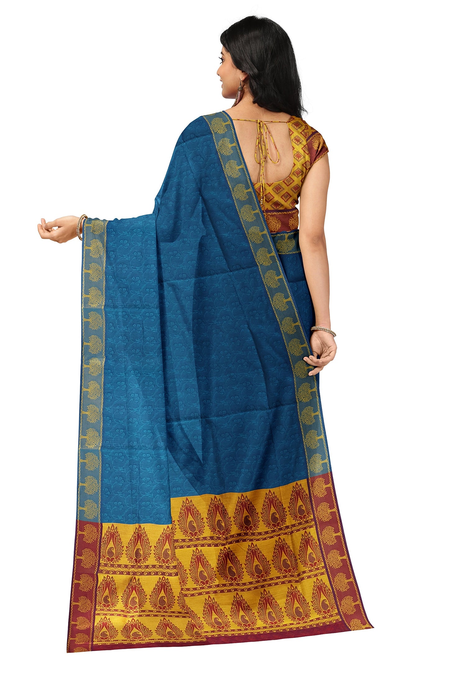SENSAN Women’s Fancy Coimbatore Cotton Saree with Blouse Piece [SKU:5019]