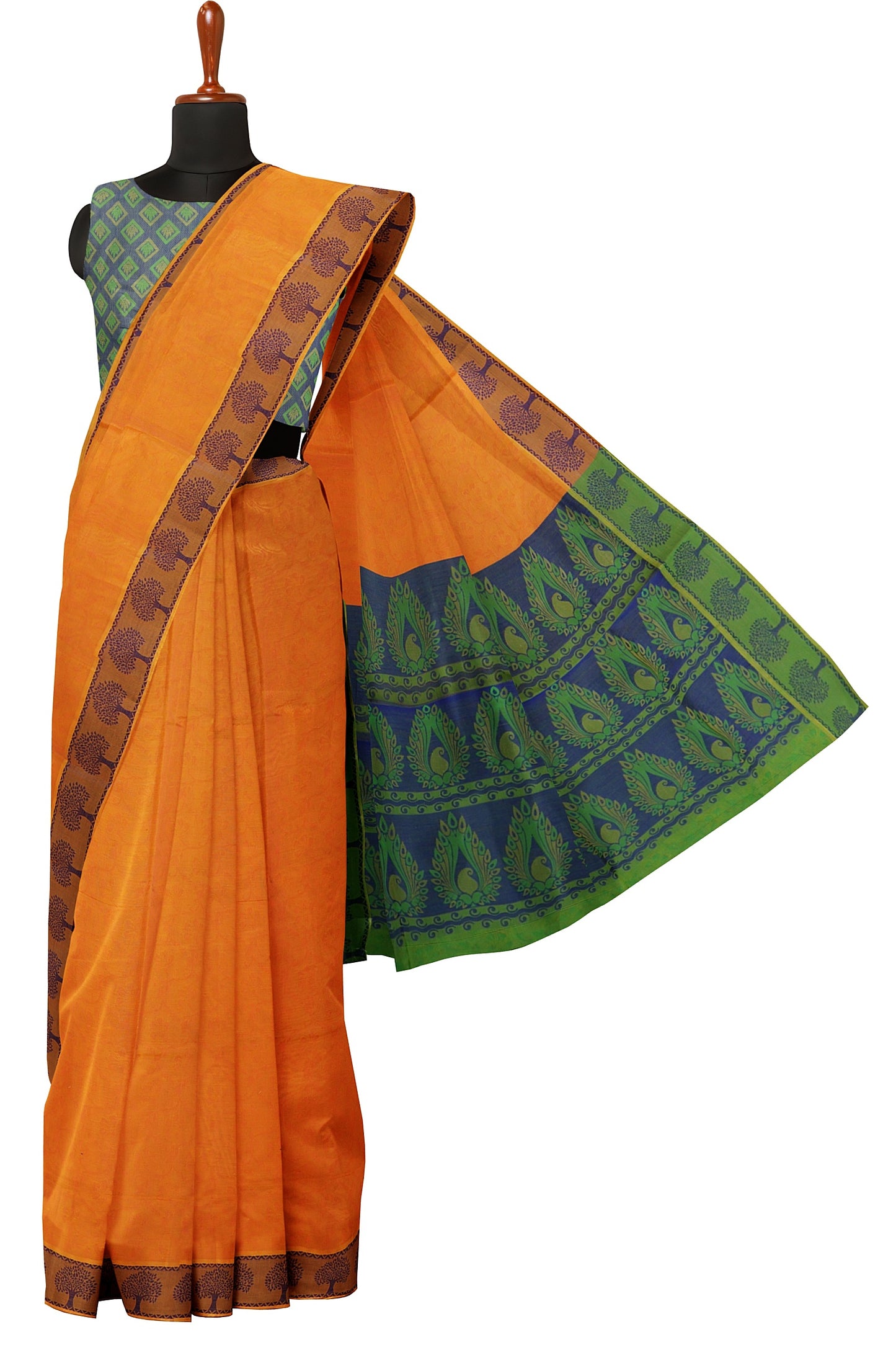 SENSAN Women’s Fancy Coimbatore Cotton Saree with Blouse Piece [SKU:5019]
