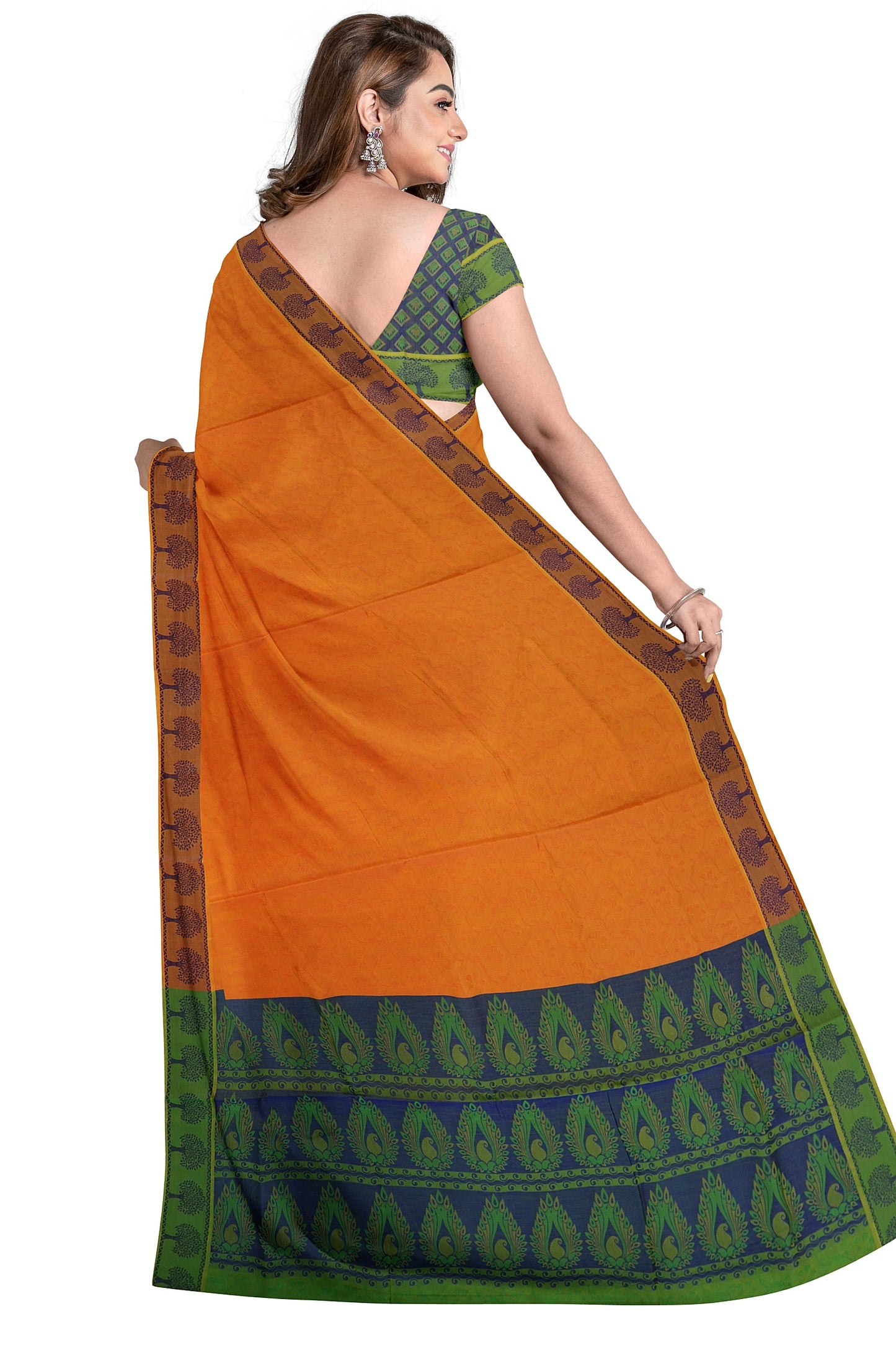 SENSAN Women’s Fancy Coimbatore Cotton Saree with Blouse Piece [SKU:5019]