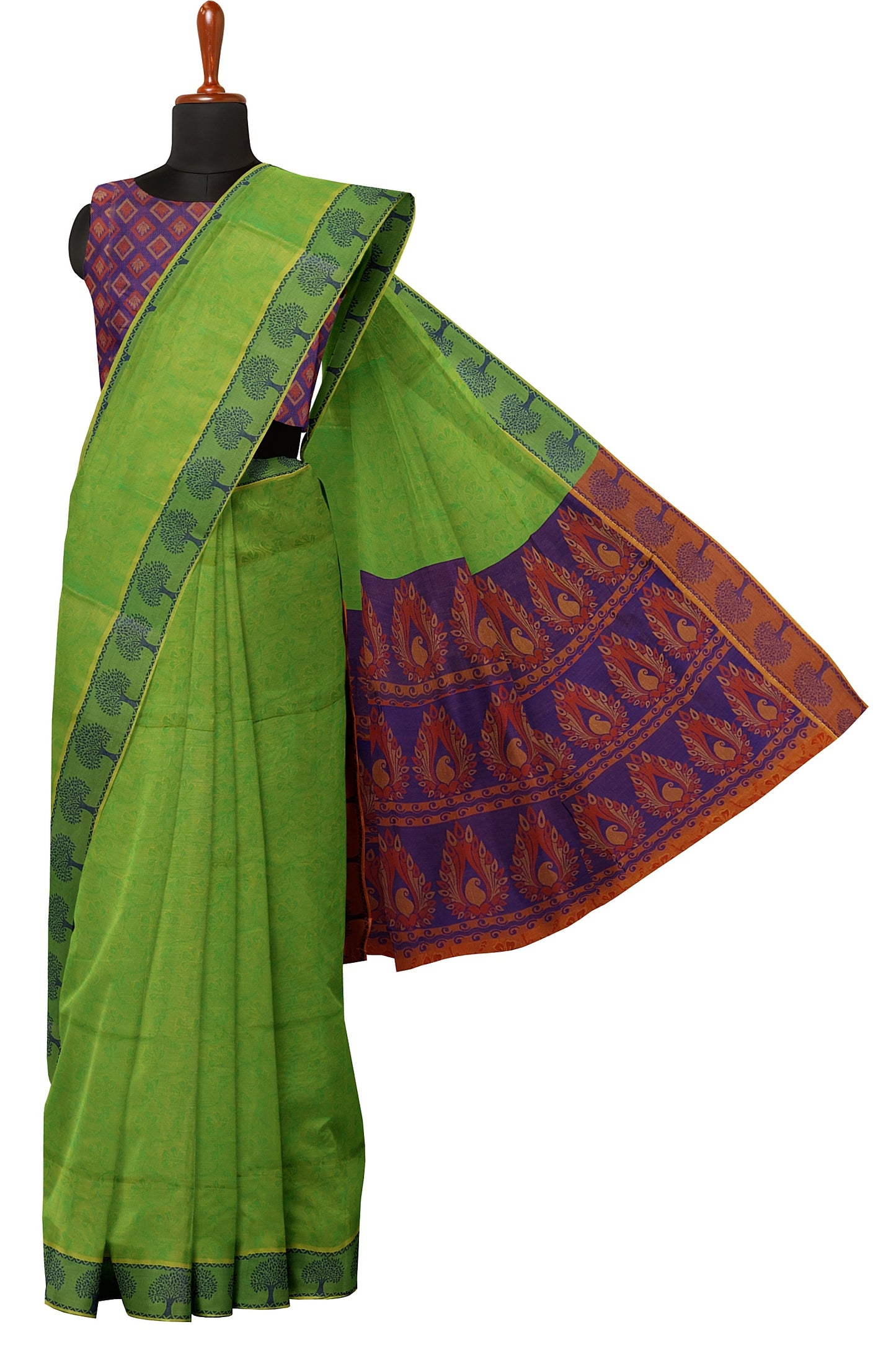 SENSAN Women’s Fancy Coimbatore Cotton Saree with Blouse Piece [SKU:5019]