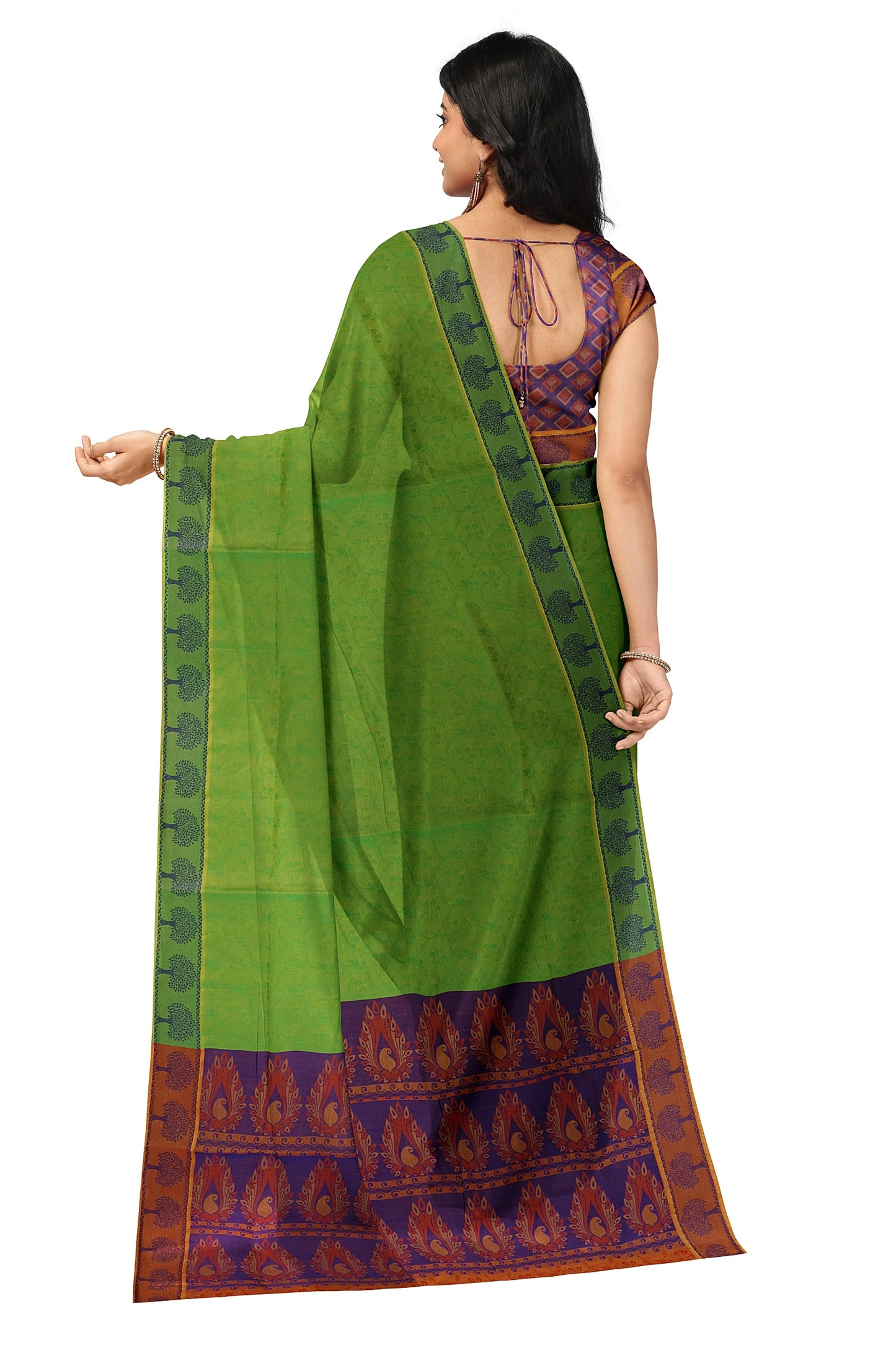 SENSAN Women’s Fancy Coimbatore Cotton Saree with Blouse Piece [SKU:5019]