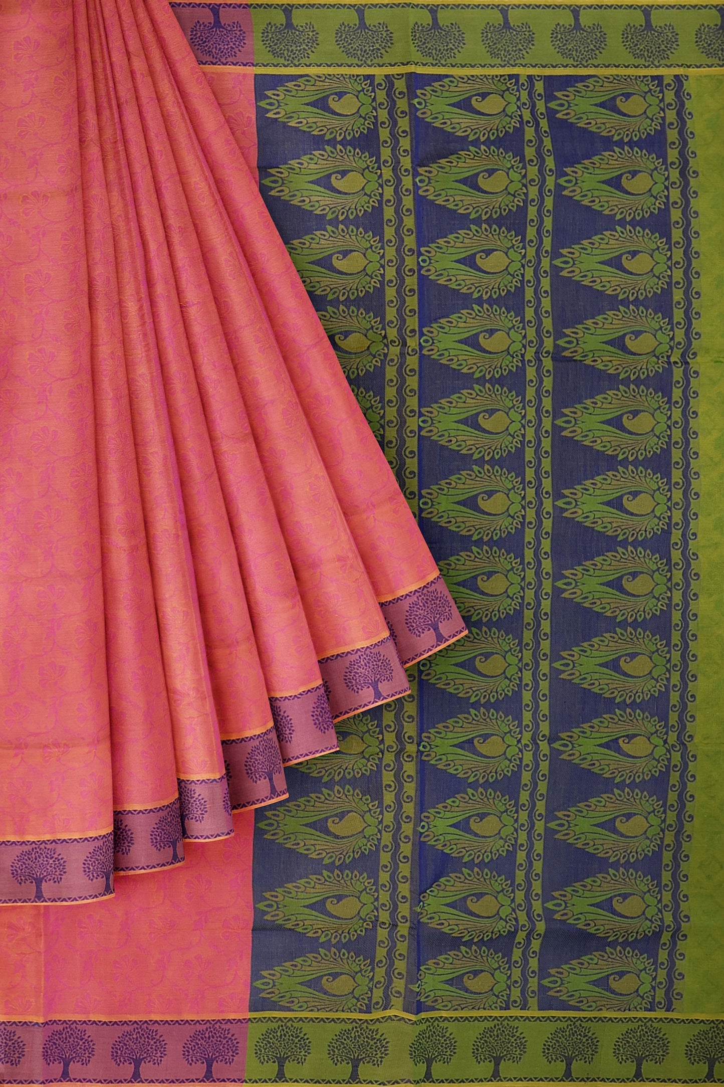 SENSAN Women’s Fancy Coimbatore Cotton Saree with Blouse Piece [SKU:5019]