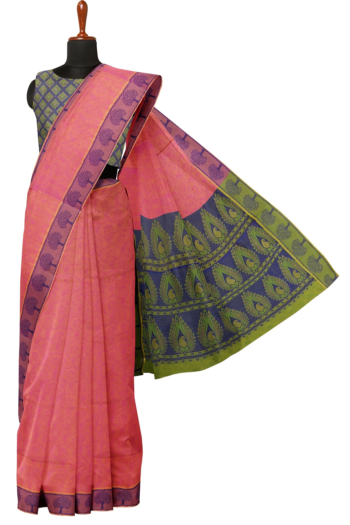SENSAN Women’s Fancy Coimbatore Cotton Saree with Blouse Piece [SKU:5019]