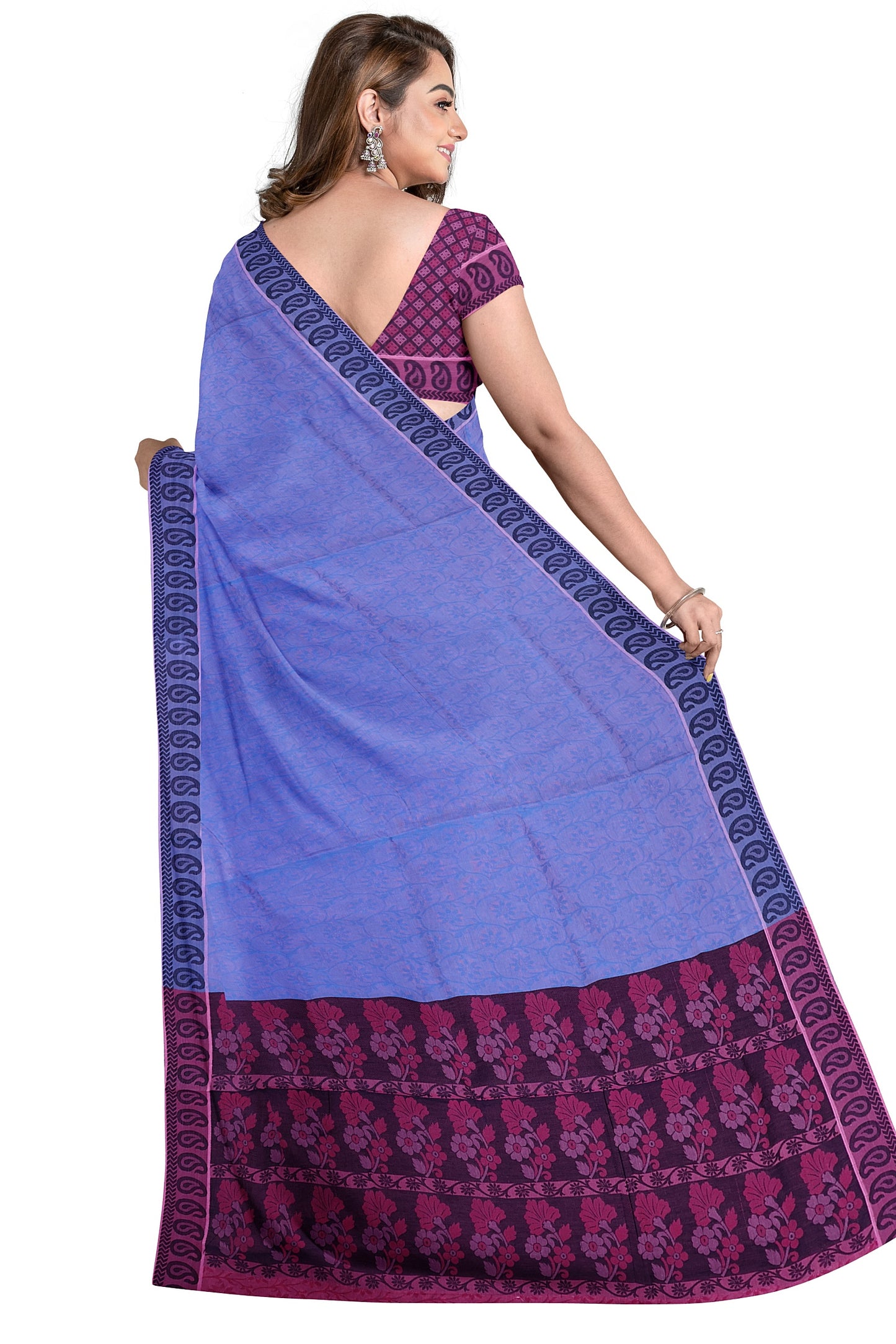SENSAN Women’s Fancy Coimbatore Cotton Saree with Blouse Piece [SKU:5020]