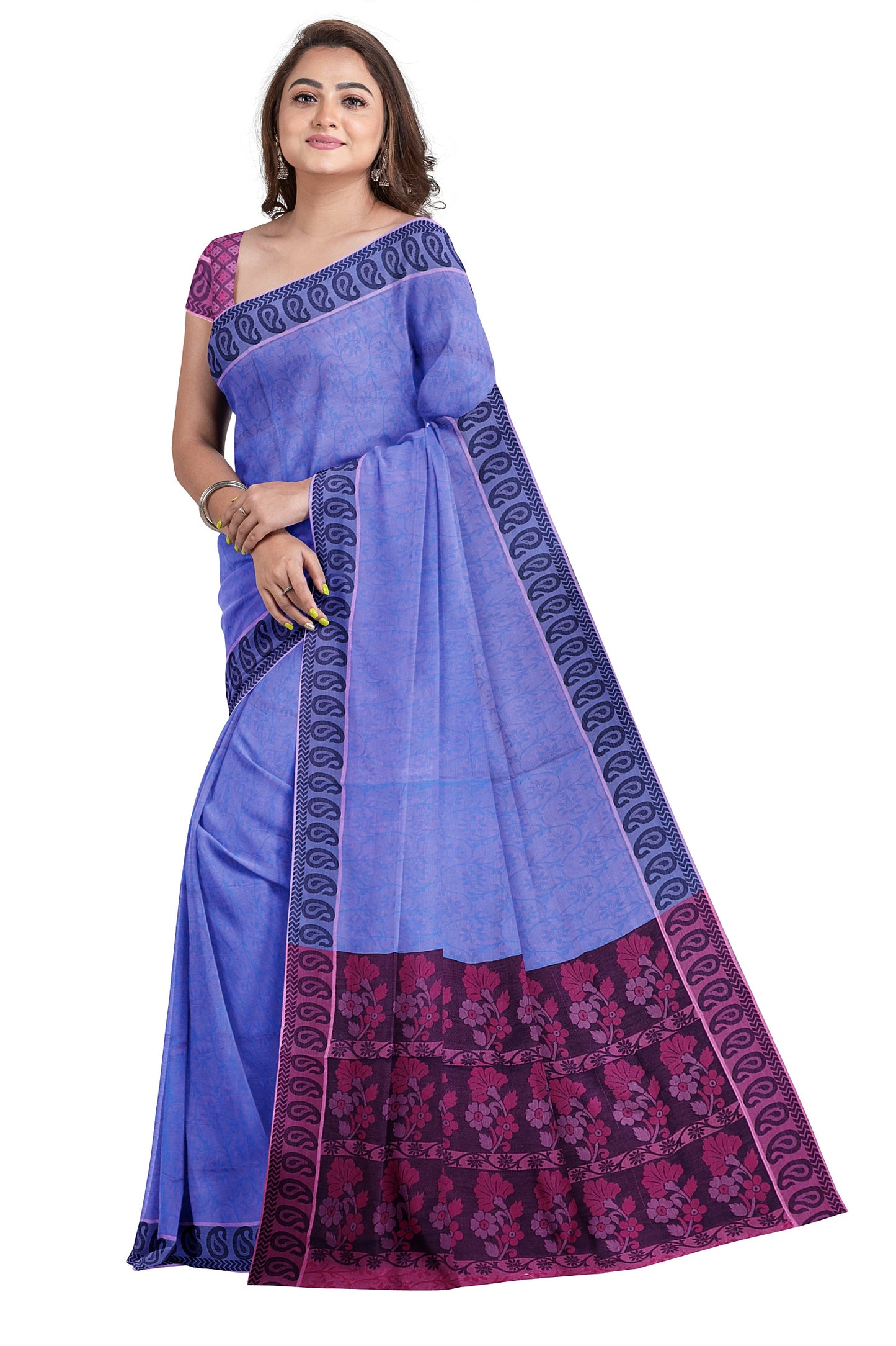 SENSAN Women’s Fancy Coimbatore Cotton Saree with Blouse Piece [SKU:5020]
