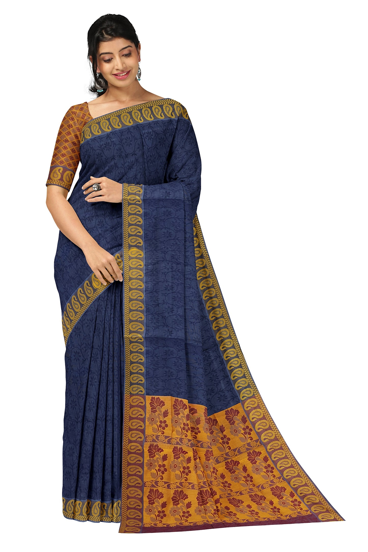 SENSAN Women’s Fancy Coimbatore Cotton Saree with Blouse Piece [SKU:5020]