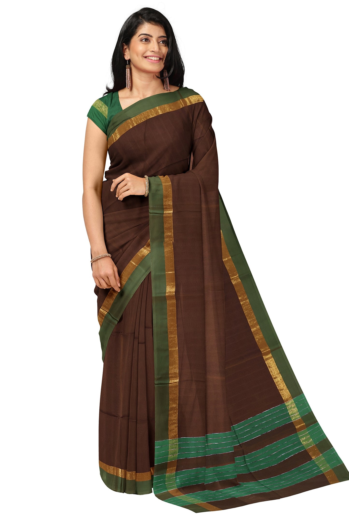 SENSAN Women’s Fancy Coimbatore Cotton Saree with Blouse Piece [SKU:5022]