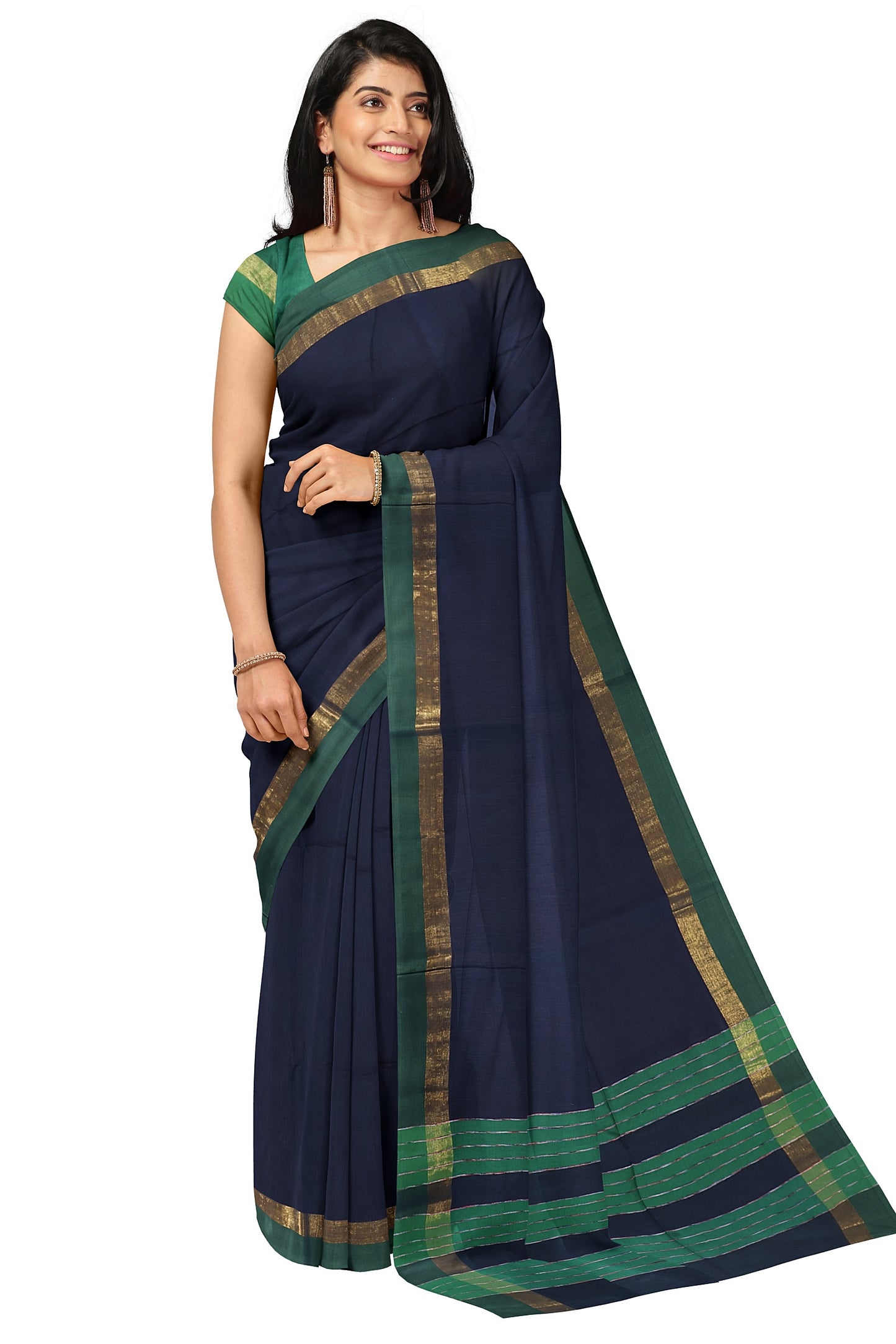 SENSAN Women’s Fancy Coimbatore Cotton Saree with Blouse Piece [SKU:5022]