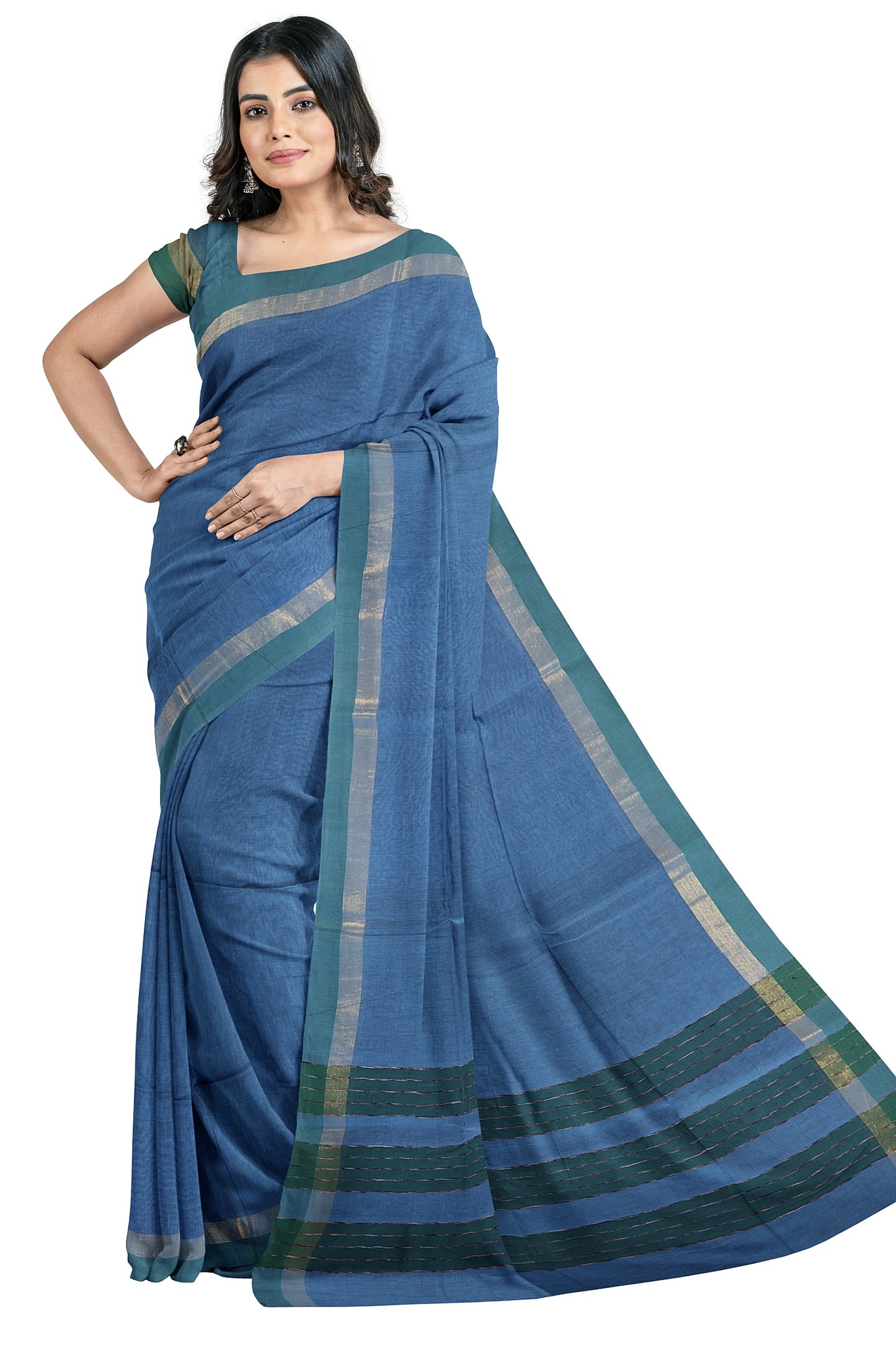 SENSAN Women’s Fancy Coimbatore Cotton Saree with Blouse Piece [SKU:5022]