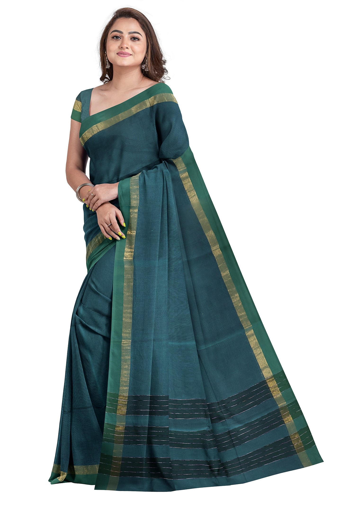 SENSAN Women’s Fancy Coimbatore Cotton Saree with Blouse Piece [SKU:5022]
