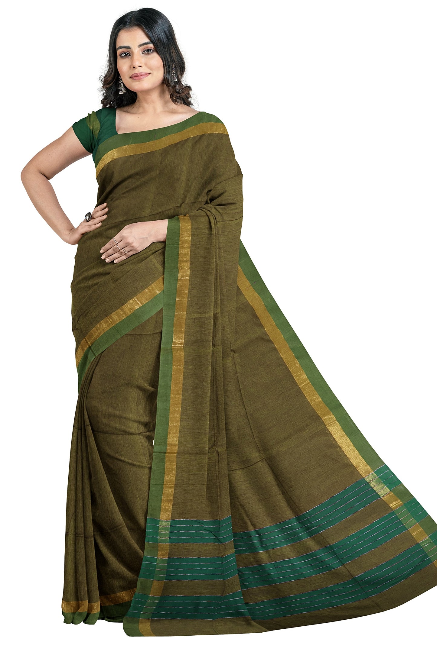 SENSAN Women’s Fancy Coimbatore Cotton Saree with Blouse Piece [SKU:5022]