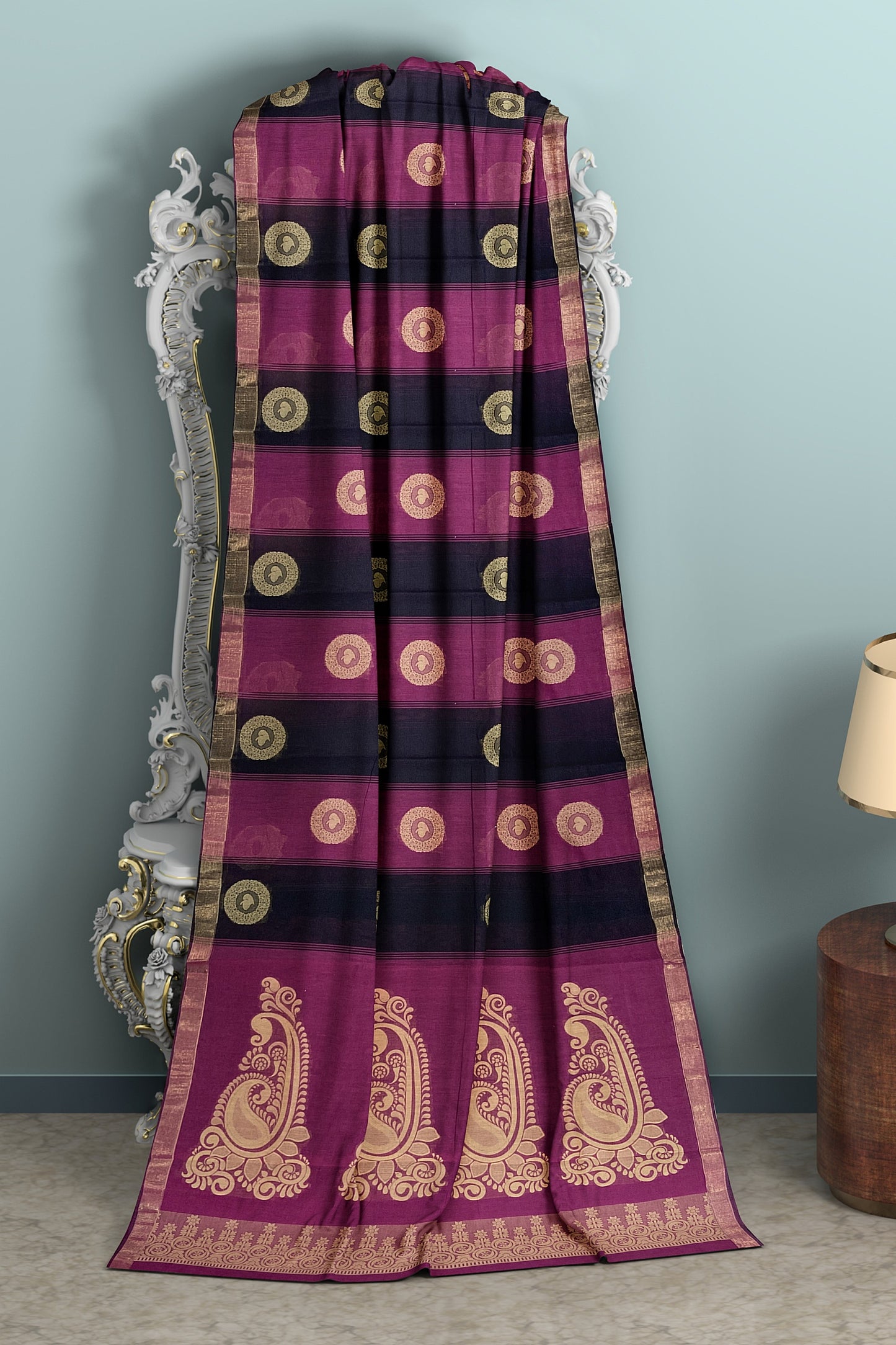 SENSAN Women’s Fancy Coimbatore Cotton Saree with Blouse Piece [SKU:5104]