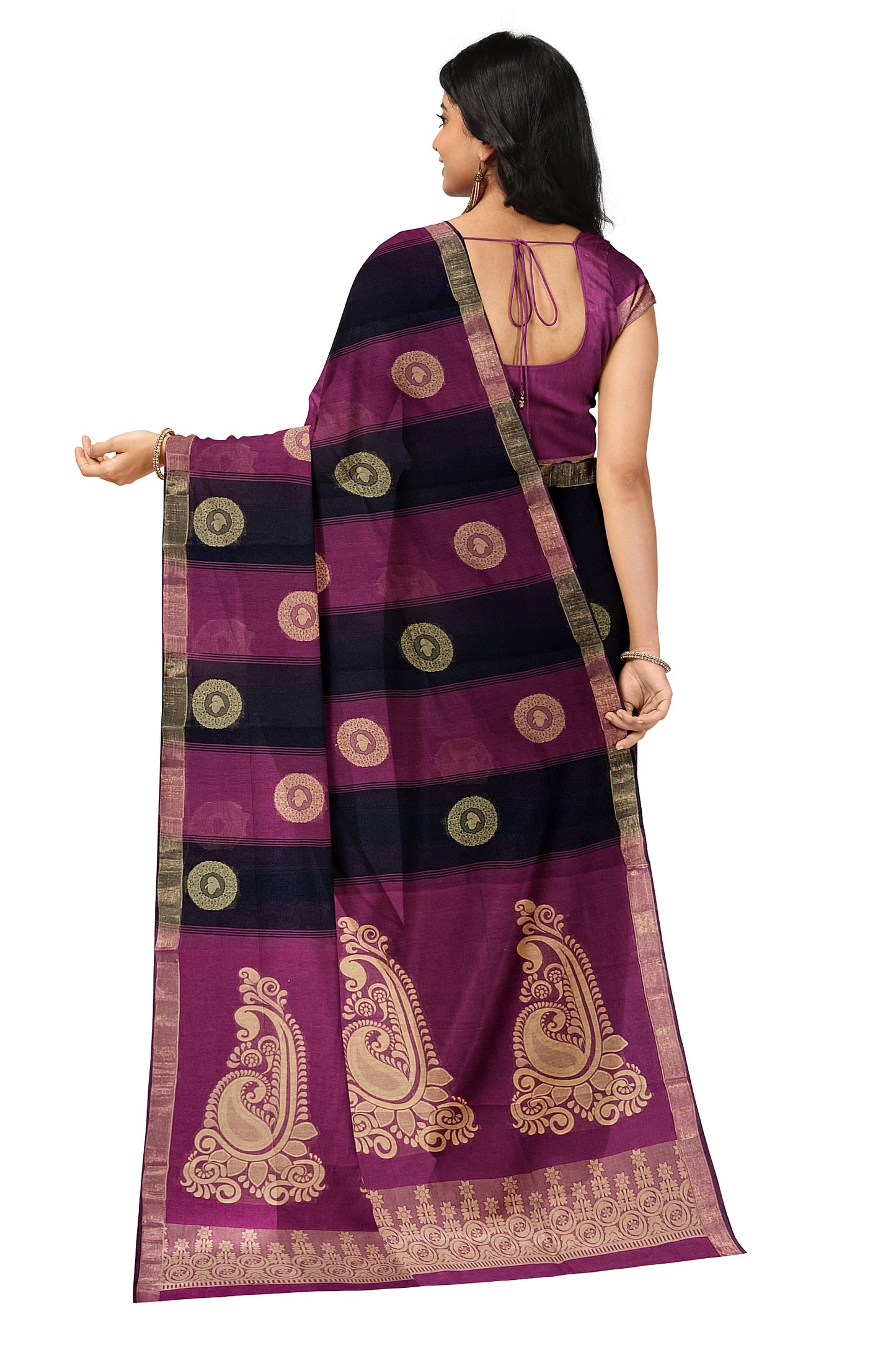 SENSAN Women’s Fancy Coimbatore Cotton Saree with Blouse Piece [SKU:5104]