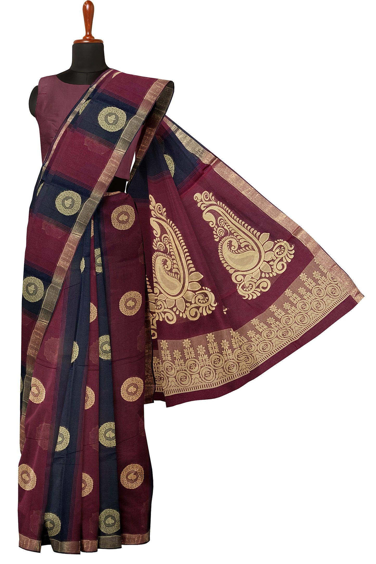 SENSAN Women’s Fancy Coimbatore Cotton Saree with Blouse Piece [SKU:5104]