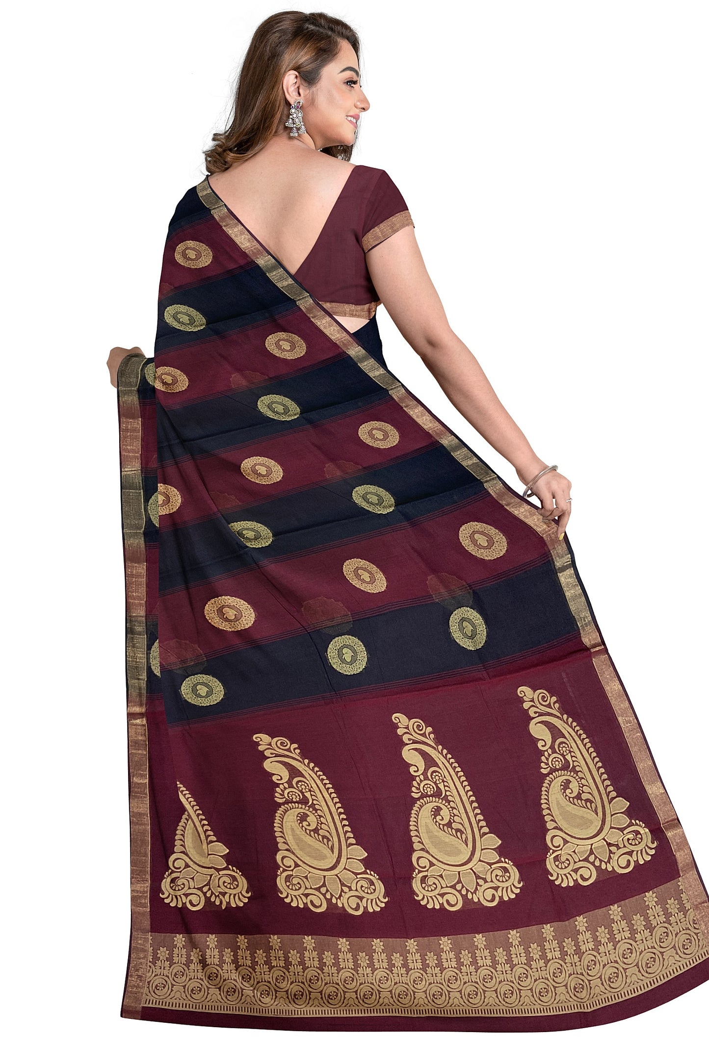 SENSAN Women’s Fancy Coimbatore Cotton Saree with Blouse Piece [SKU:5104]