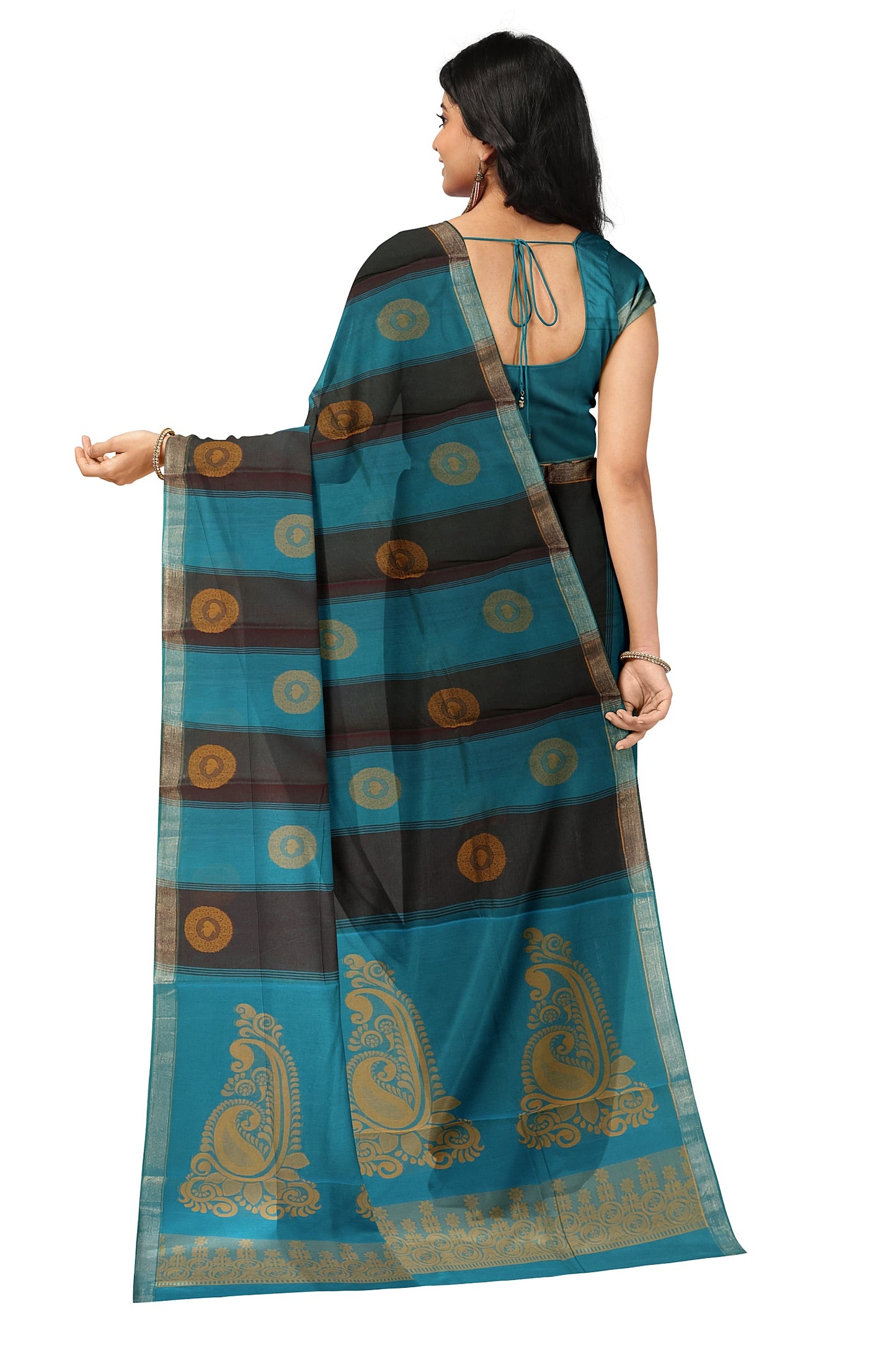 SENSAN Women’s Fancy Coimbatore Cotton Saree with Blouse Piece [SKU:5104]